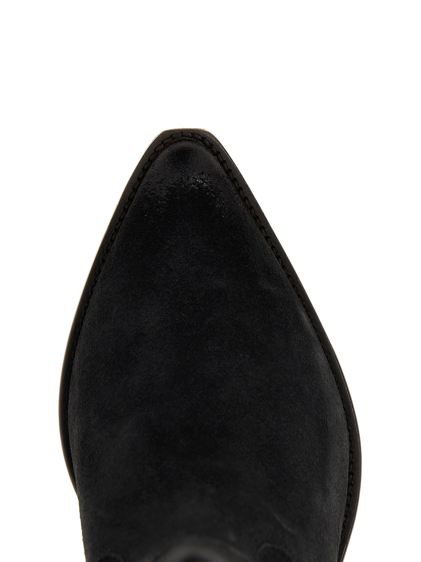 Shop Isabel Marant Duerto Suede Cowboy Boots In Faded Black
