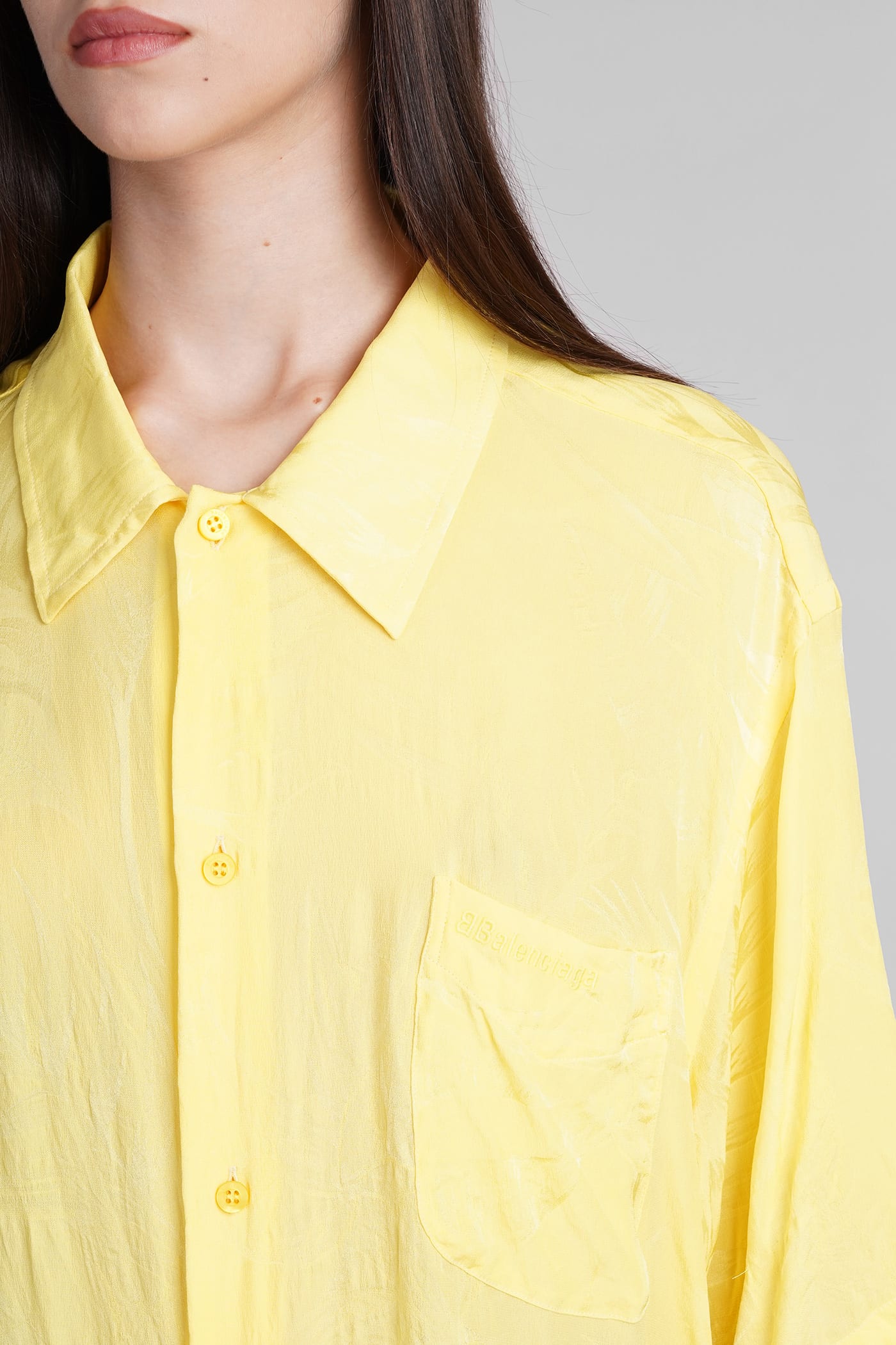 Shop Balenciaga Shirt In Yellow Silk