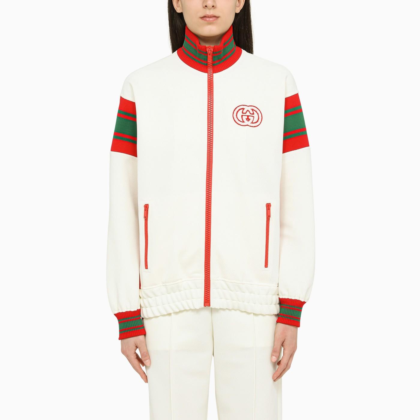 Shop Gucci Ivory Sweatshirt With Zip In White