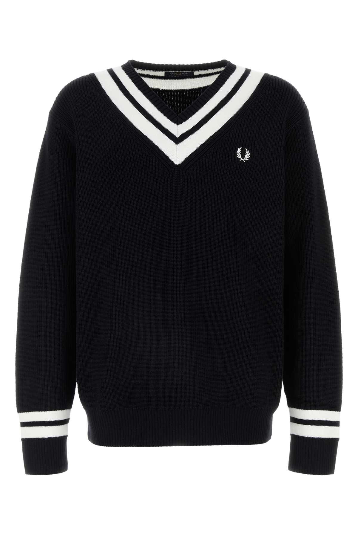 Shop Fred Perry Black Cotton Blend Sweater