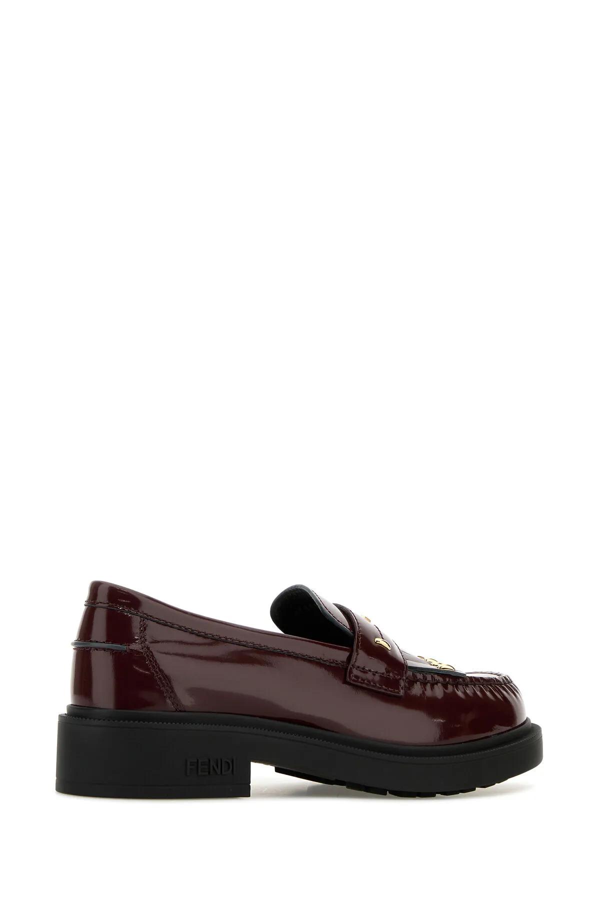 Shop Fendi Brown Leather Filo Loafers