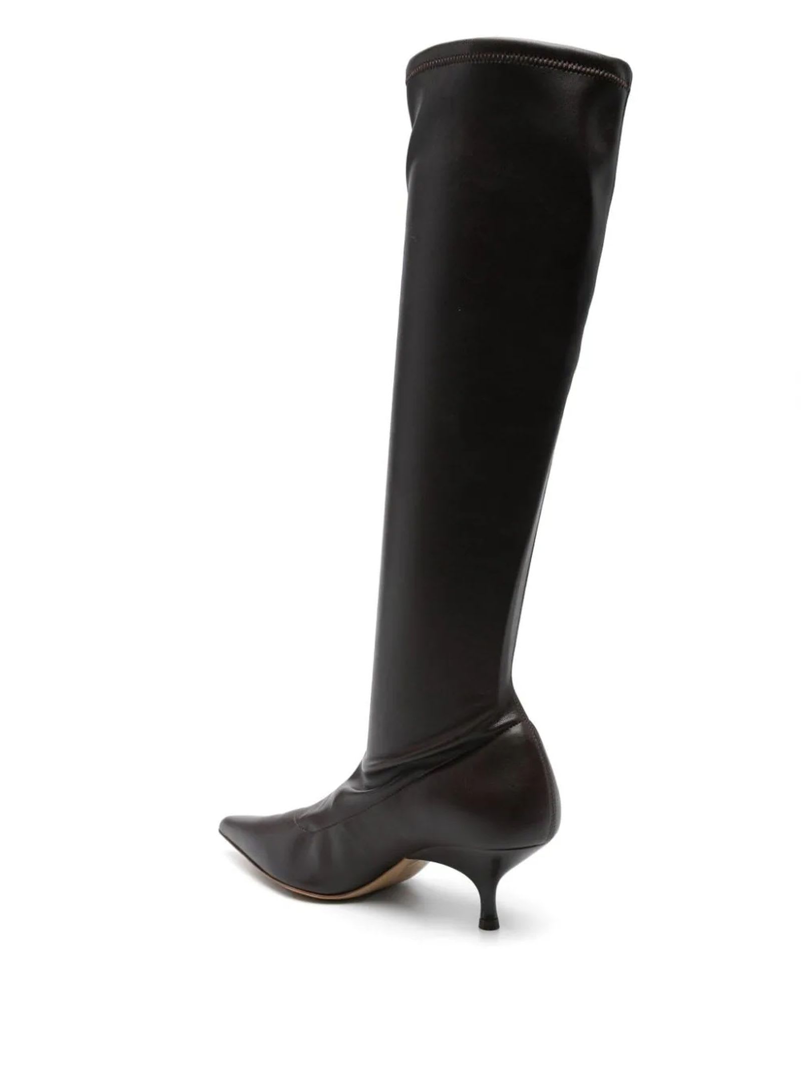 Shop Gia Borghini Coffee Brown Faux Leather Boots