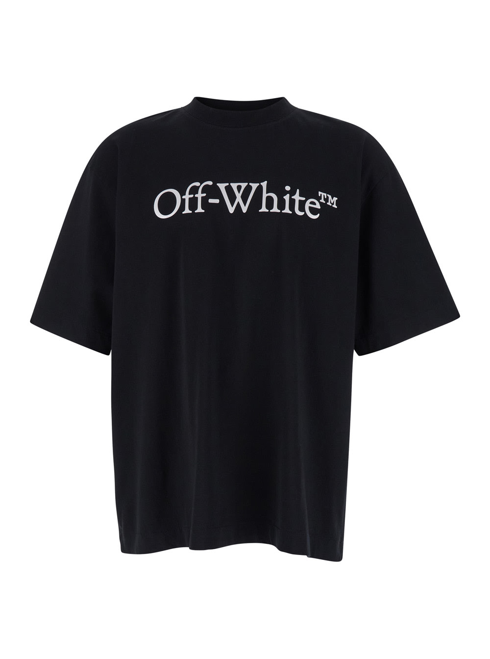 Shop Off-white Oversized Black T-shirt With Contrasting Logo Print In Cotton Man