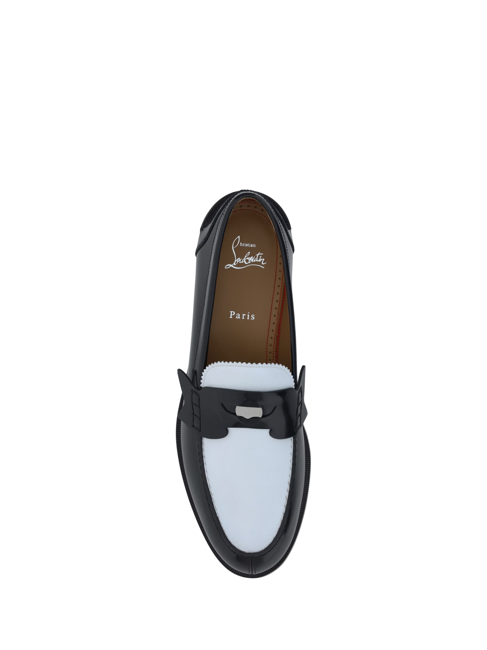 Shop Christian Louboutin Penny Loafers In Black/white