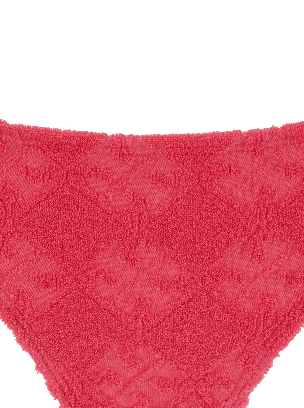 Tory Burch Terry Pink Bikini Bottoms With All-over Logo Embroidery In Cotton Blend Stretch Woman In Red
