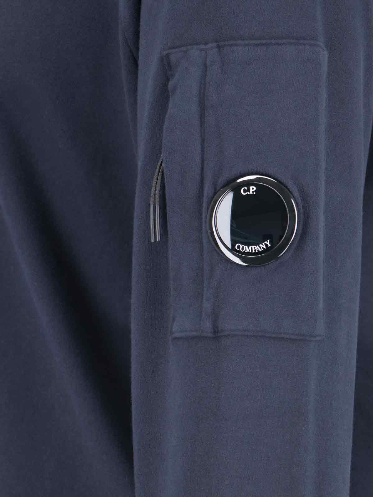 Shop C.p. Company Lens Detail Hoodie In Blue