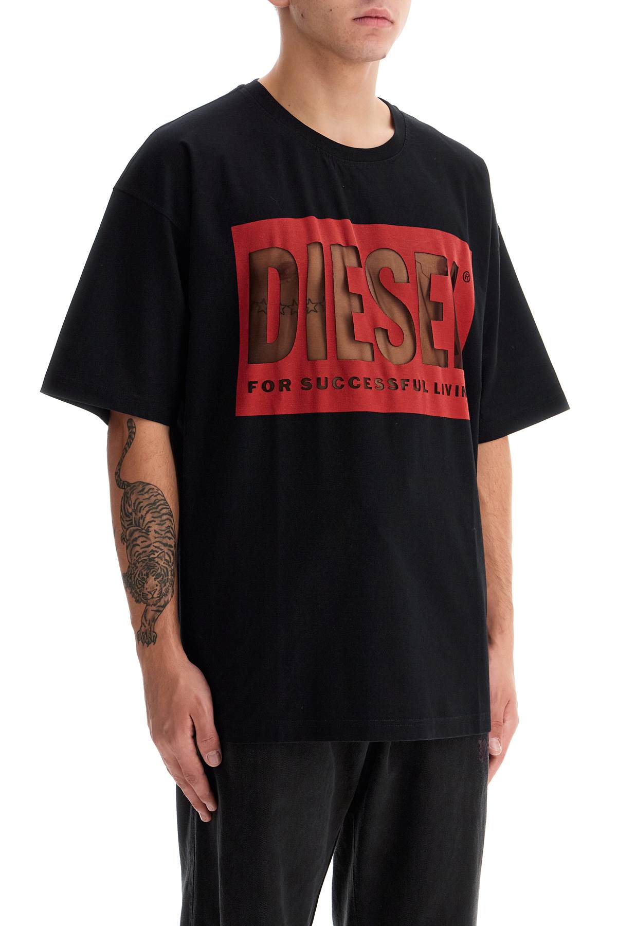 Shop Diesel Logo T-shirt With In Deep/black (black)