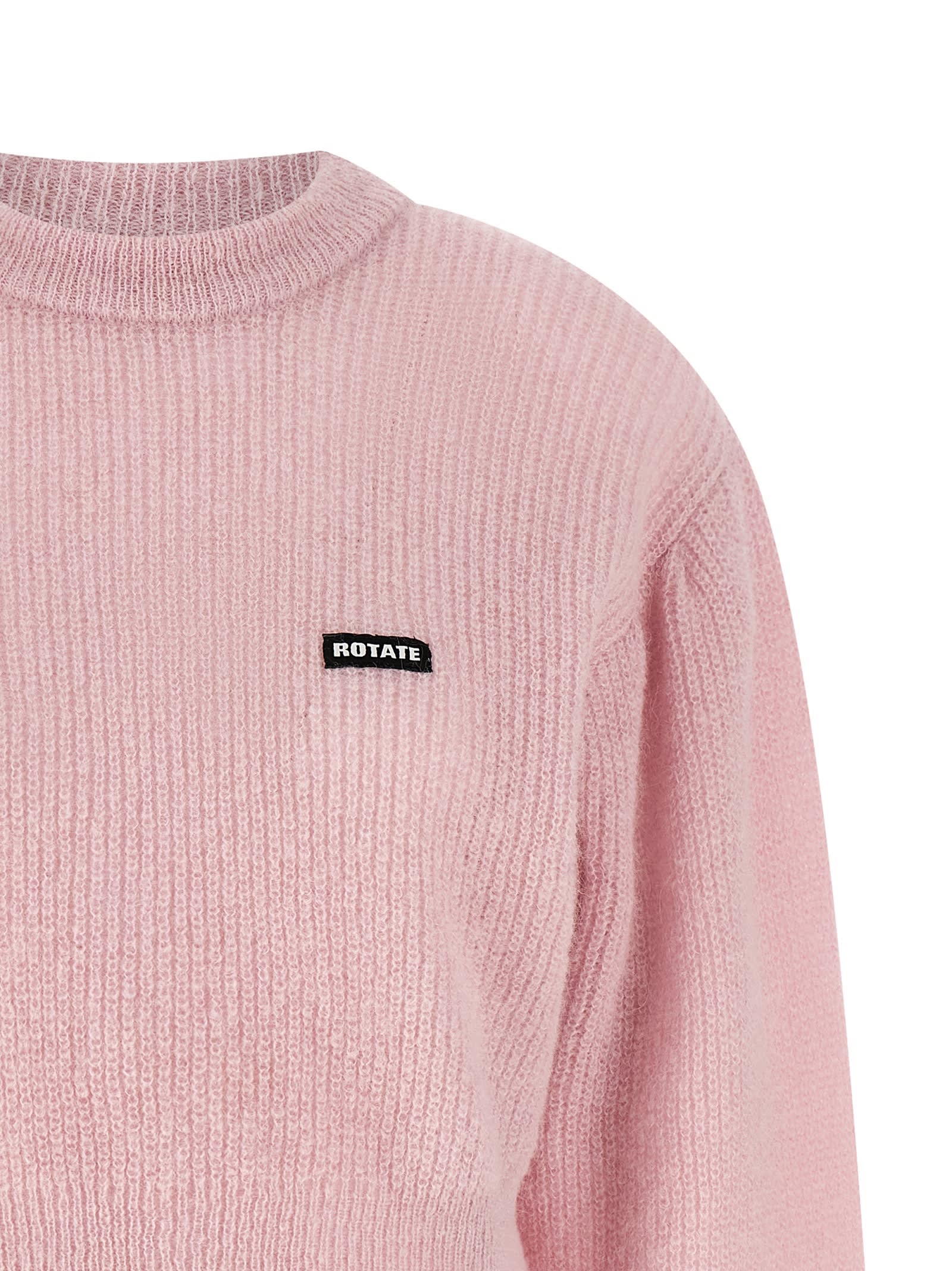 Rotate Birger Christensen Short Knit Puff Sweater In Pink