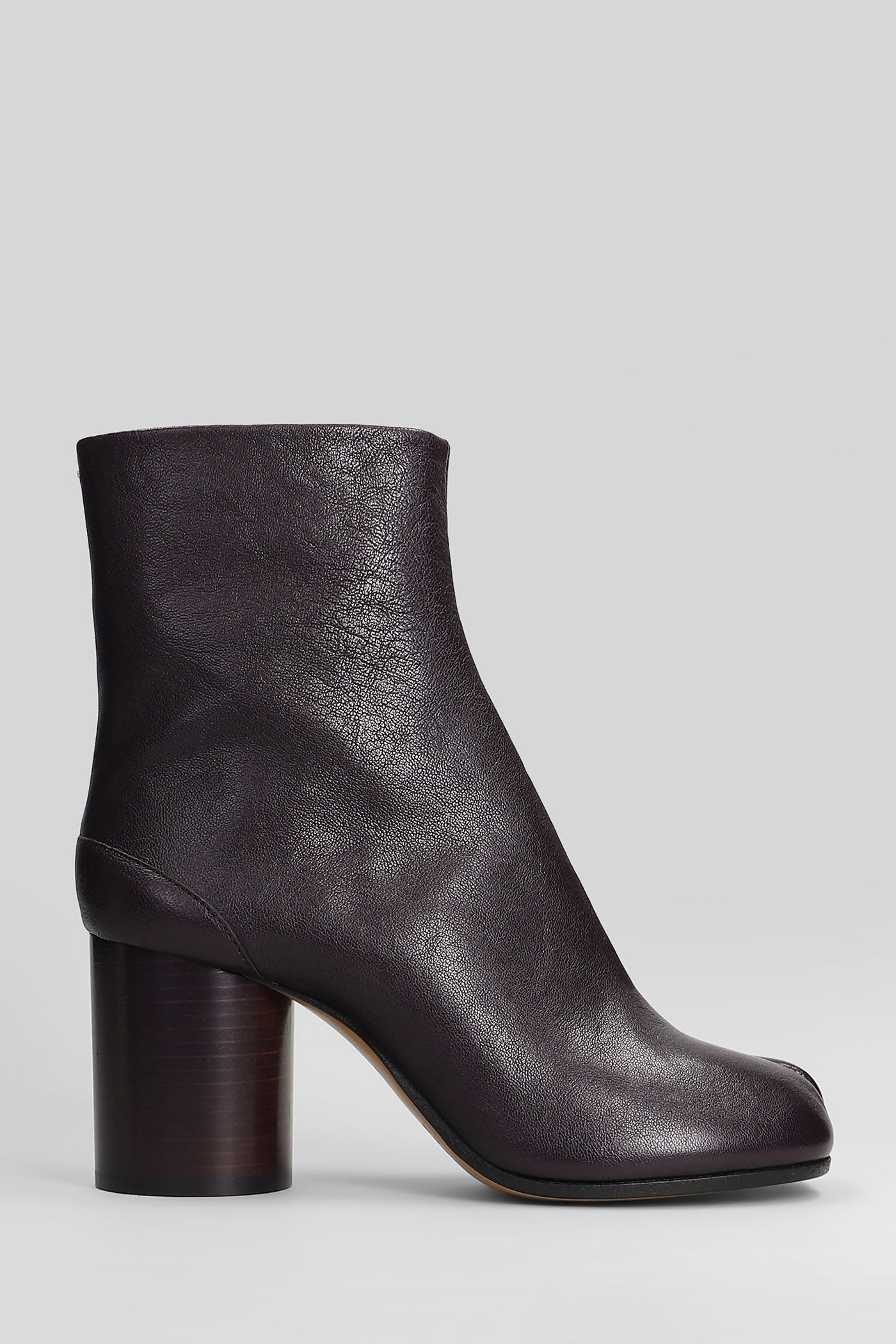 Maison Margiela Tabi High Heels Ankle Boots In Brown Leather In Brown