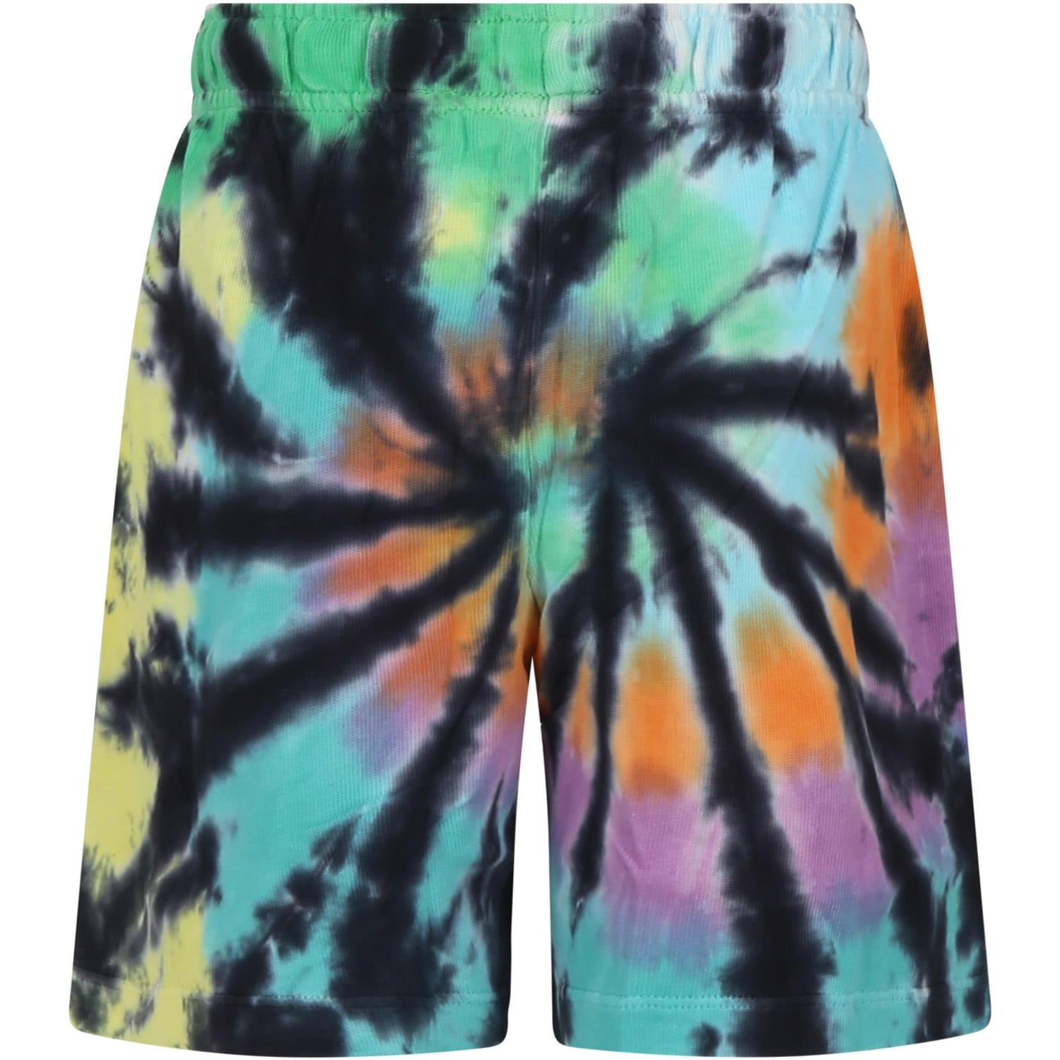 Shop Molo Black Shorts For Boy With Tie-dye Print In Multicolor