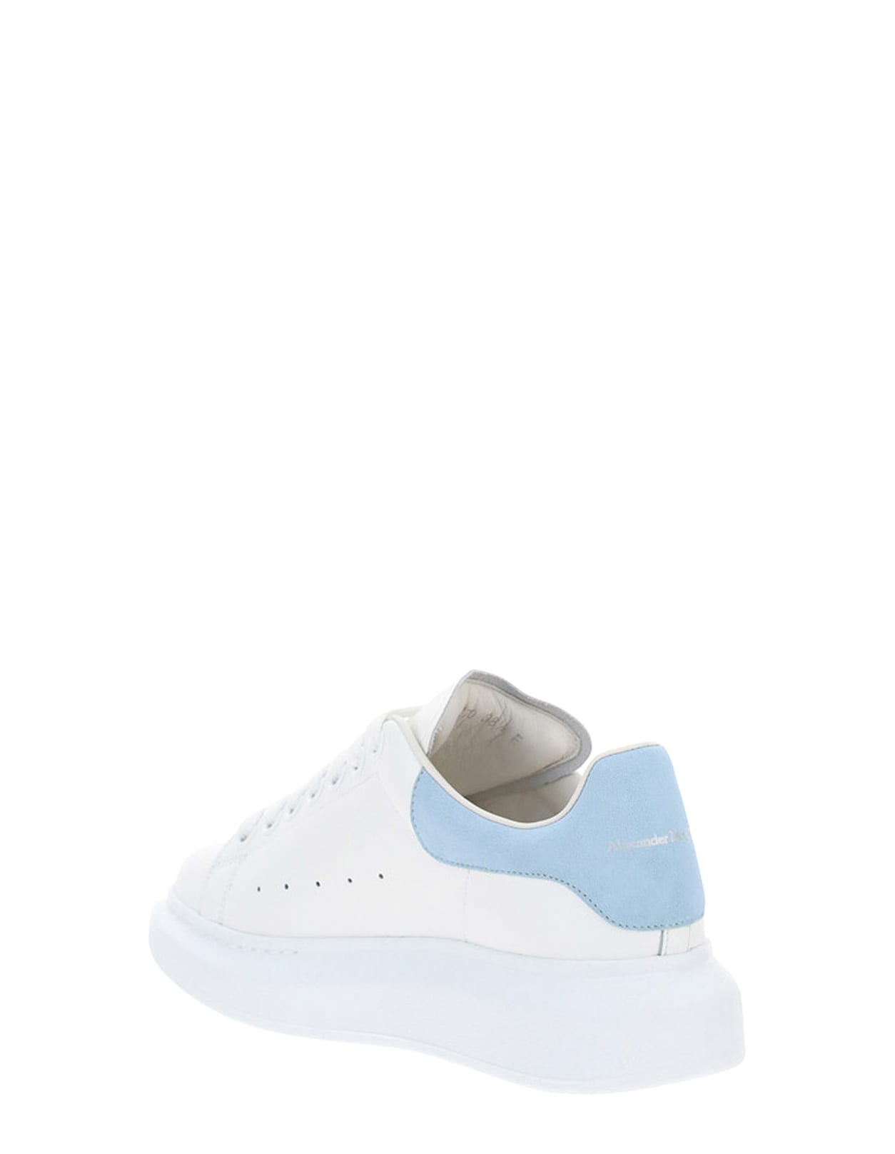 Shop Alexander Mcqueen White Oversized Sneakers With Powder Blue Suede Spoiler