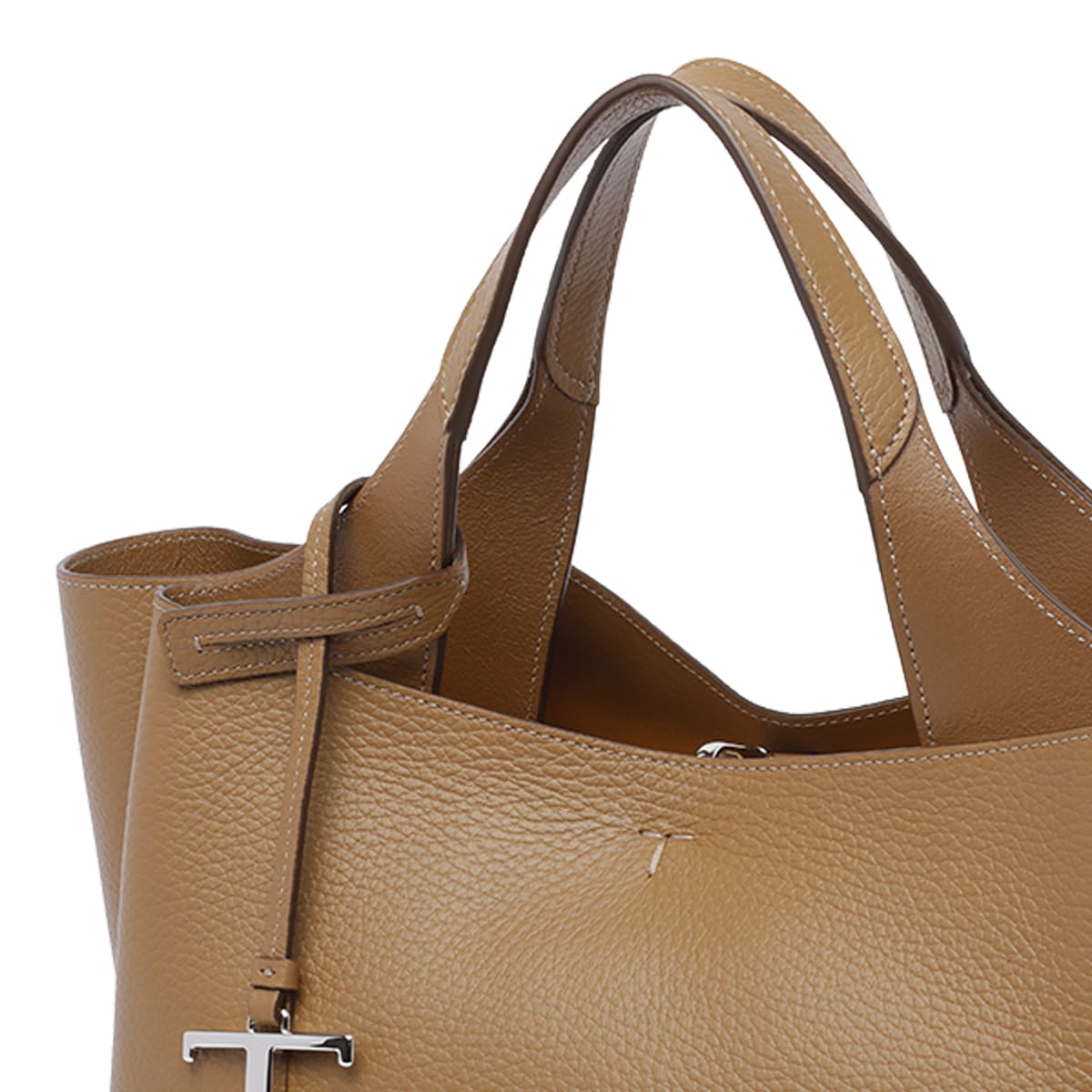 Tod's Textured Leather Tote Bag With 2 Handles In Brown