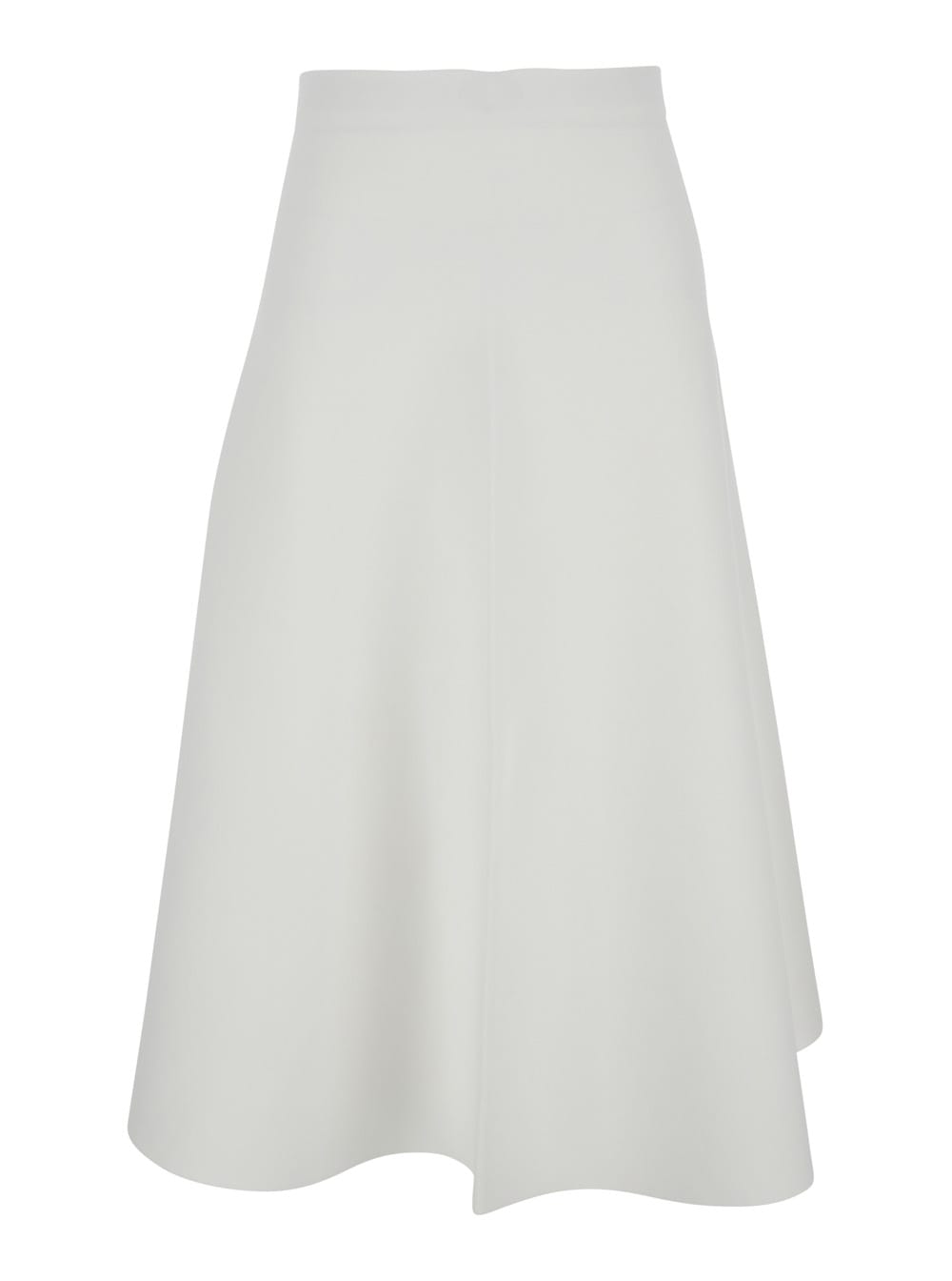 White Mid-waist Flared Skirt In Viscose Blend Woman