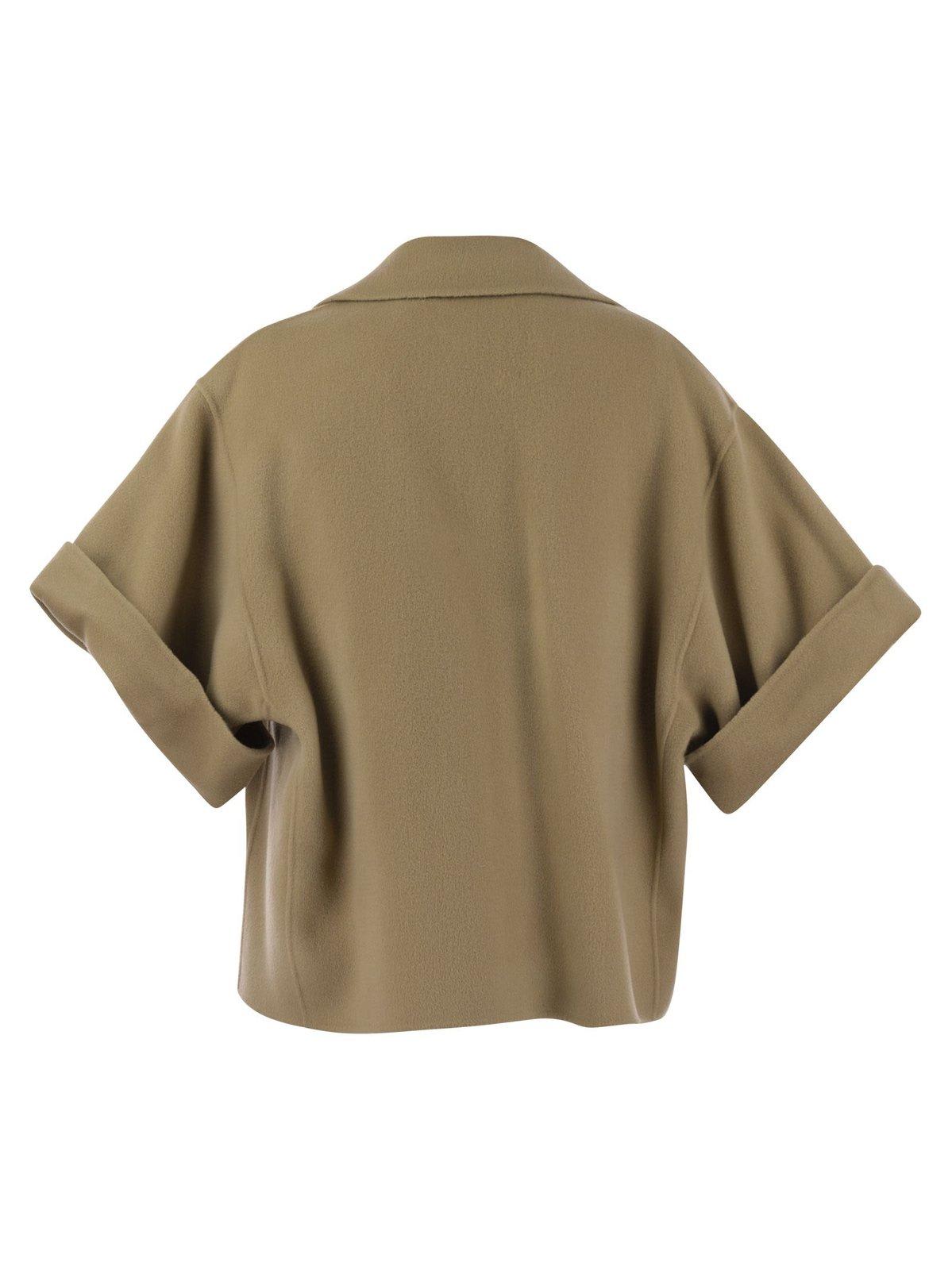 Shop Weekend Max Mara Double-breasted Short-sleeved Cape In Beige