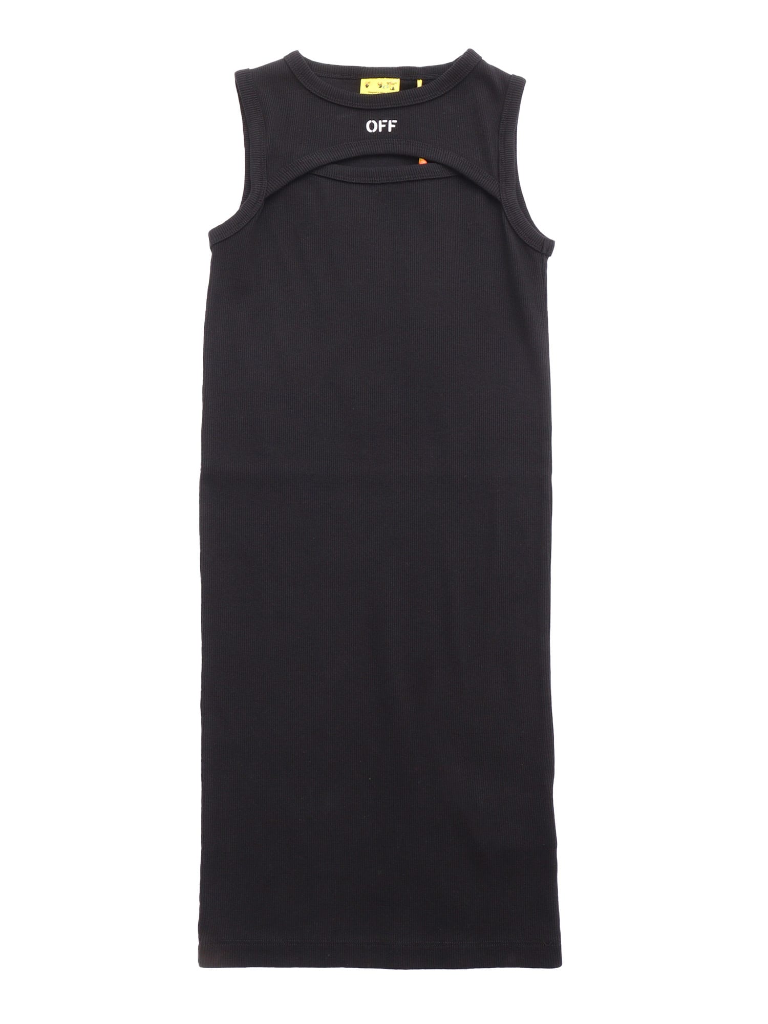 Off-white Off-stamp Ribbed Dress In Black