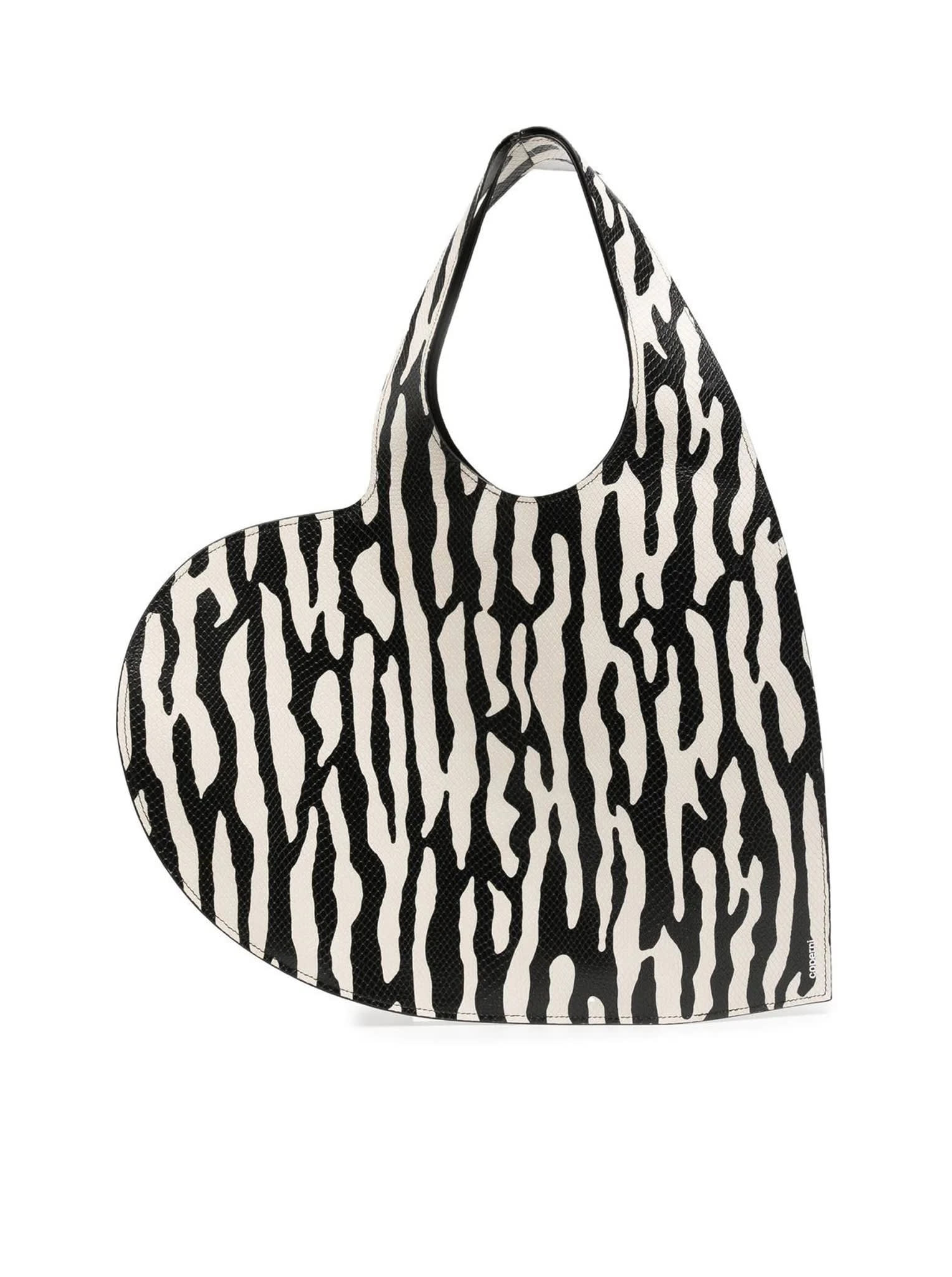Coperni Zebra Print Heart Tote Bag