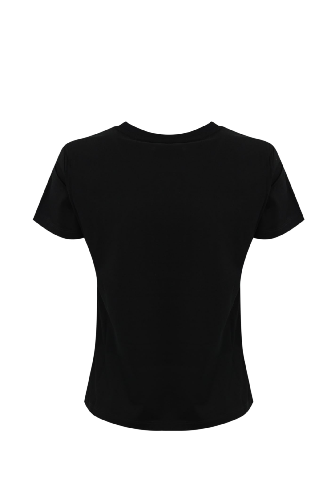 Shop Pinko Nambrone Cotton T-shirt With Jewel Embroidery In Nero