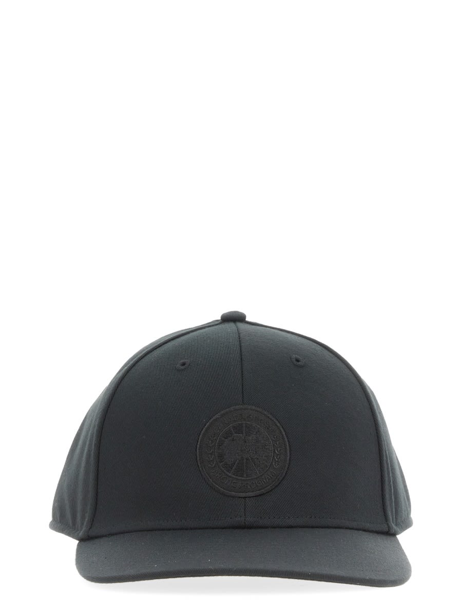 Shop Canada Goose Cg Tonal Logo Baseball Hat In Black