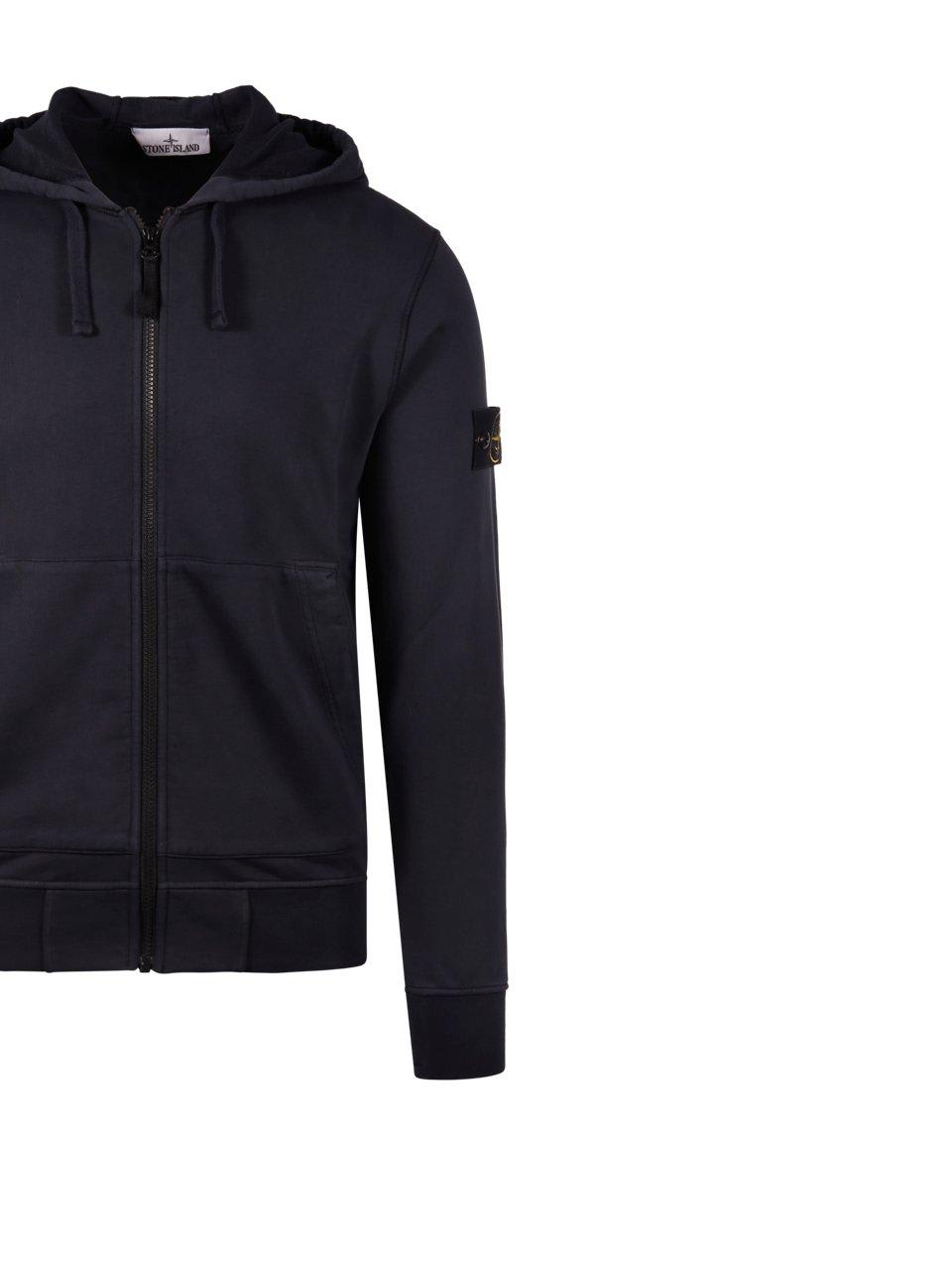 Shop Stone Island Compass Patch Zipped Hoodie In Blue