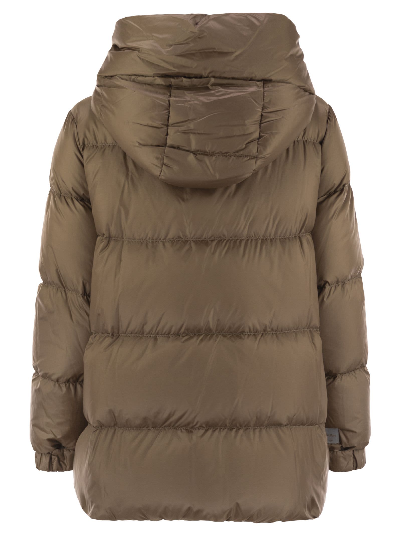 Max Mara The Cube Seia - Drip-proof Canvas Down Jacket In Brown