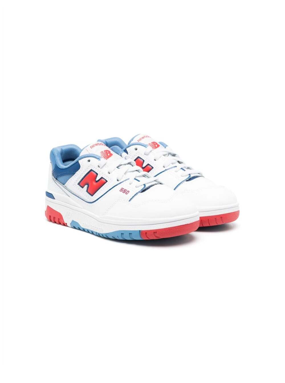 NEW BALANCE 550 WHITE LOW TOP SNEAKERS WITH N LOGO PATCH IN LEATHER BOY