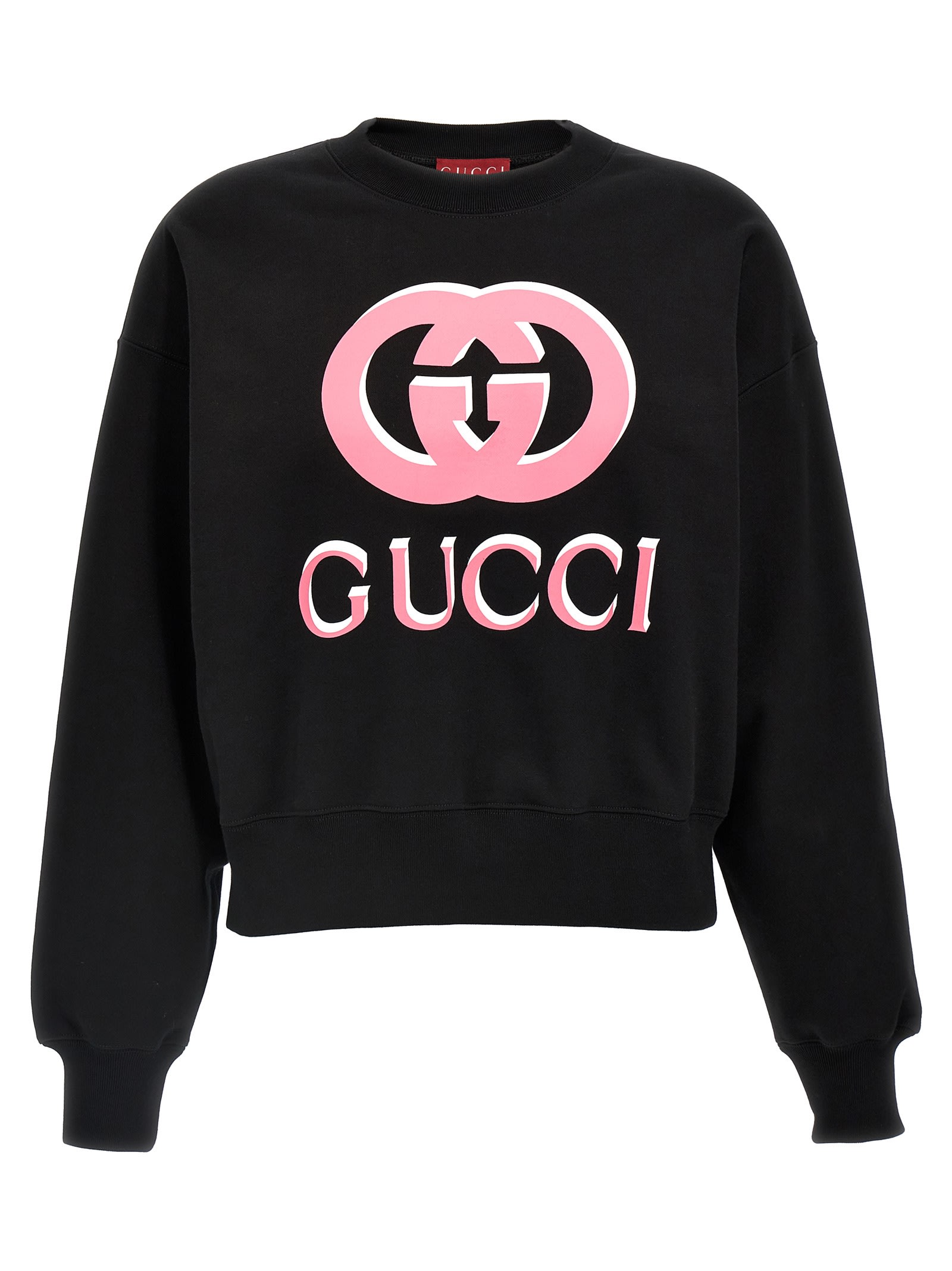 Shop Gucci Logo Print Sweatshirt In Black