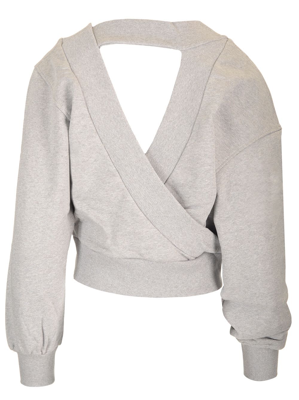 Attico Cropped Sweatshirt Double American Fleece Sweatshirts Grey In Grey