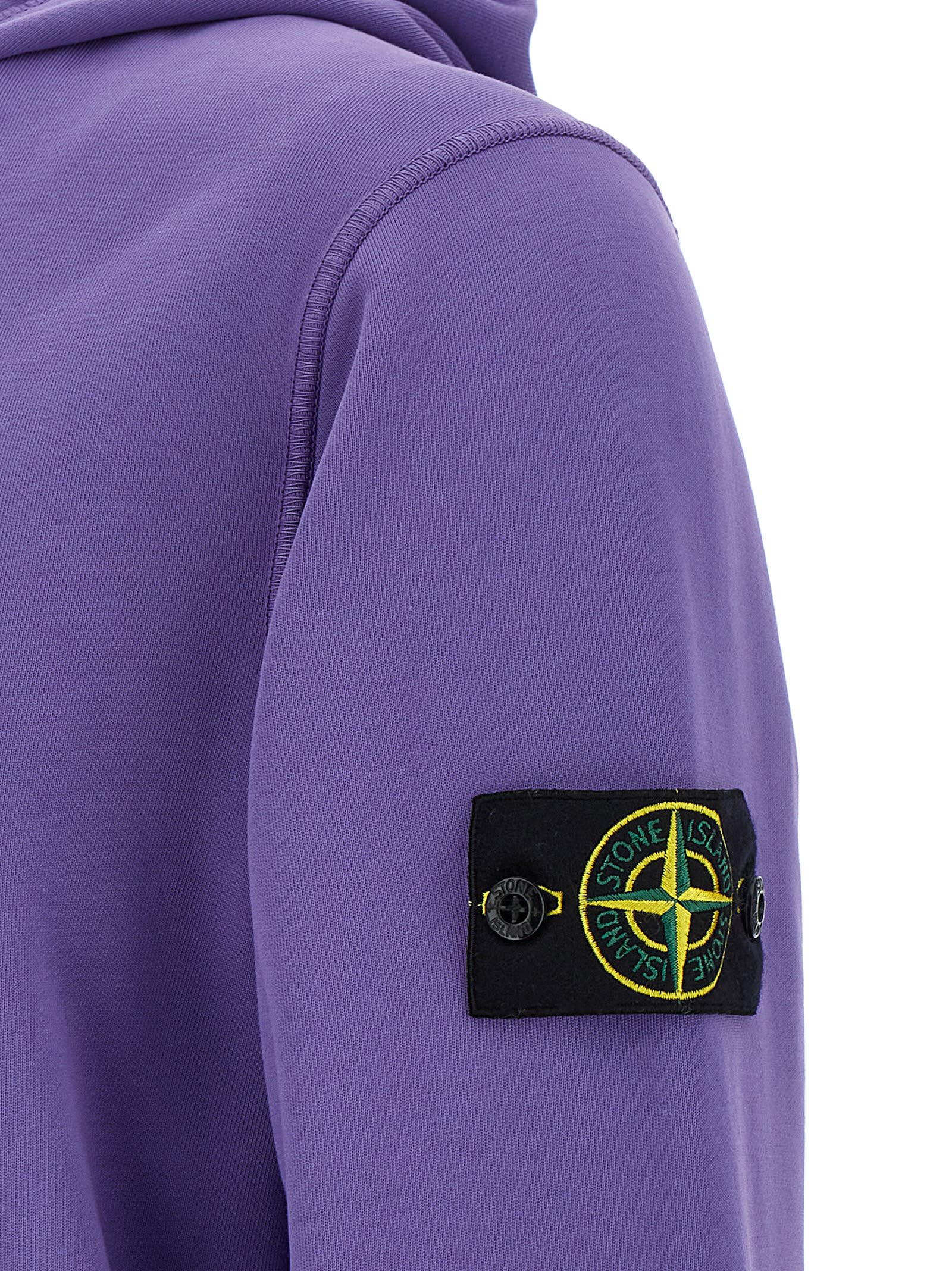 Stone Island Hoodie With Logo Badge And Kangaroo Pocket In Purple