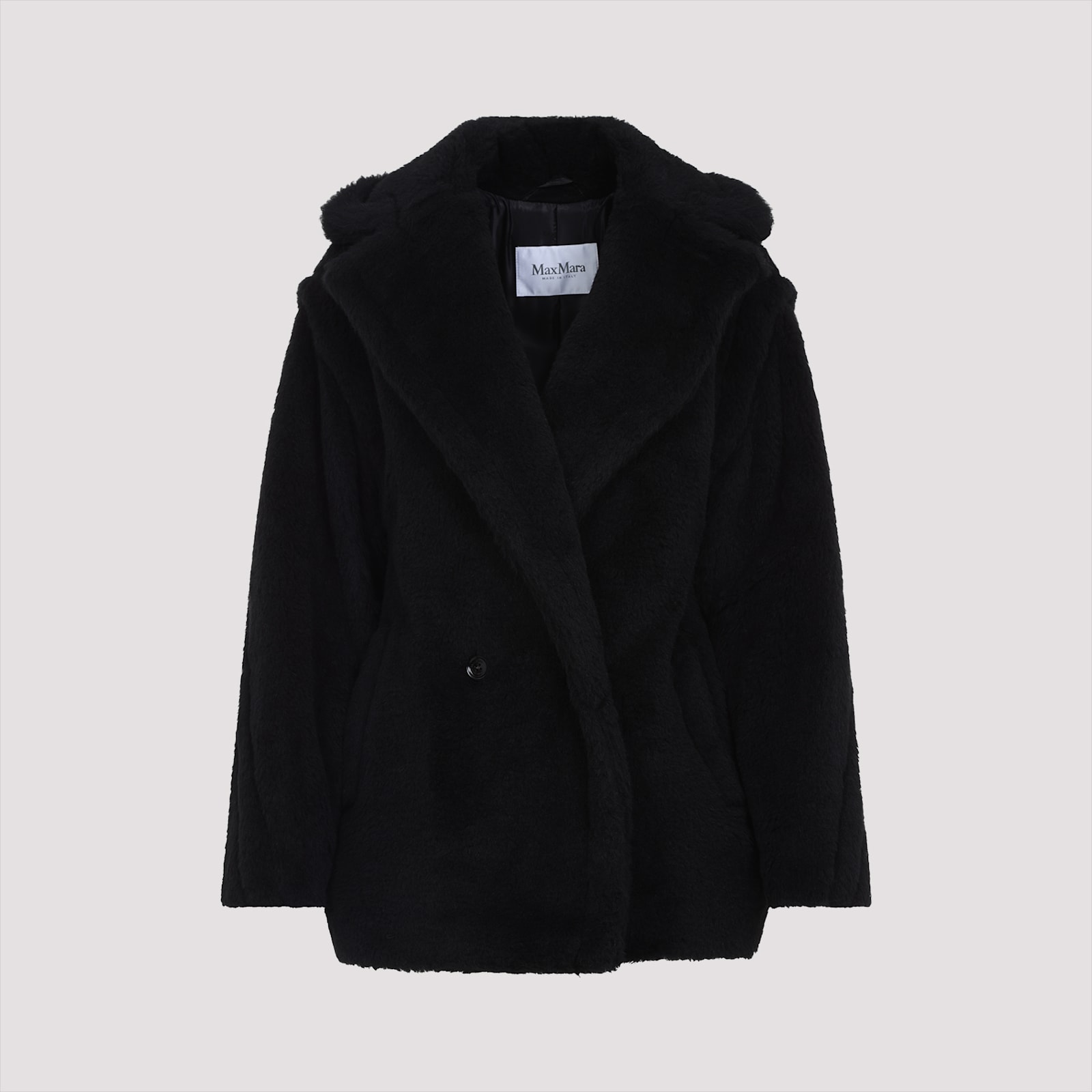 Shop Max Mara Fuxia Teddy Short Coat In Black
