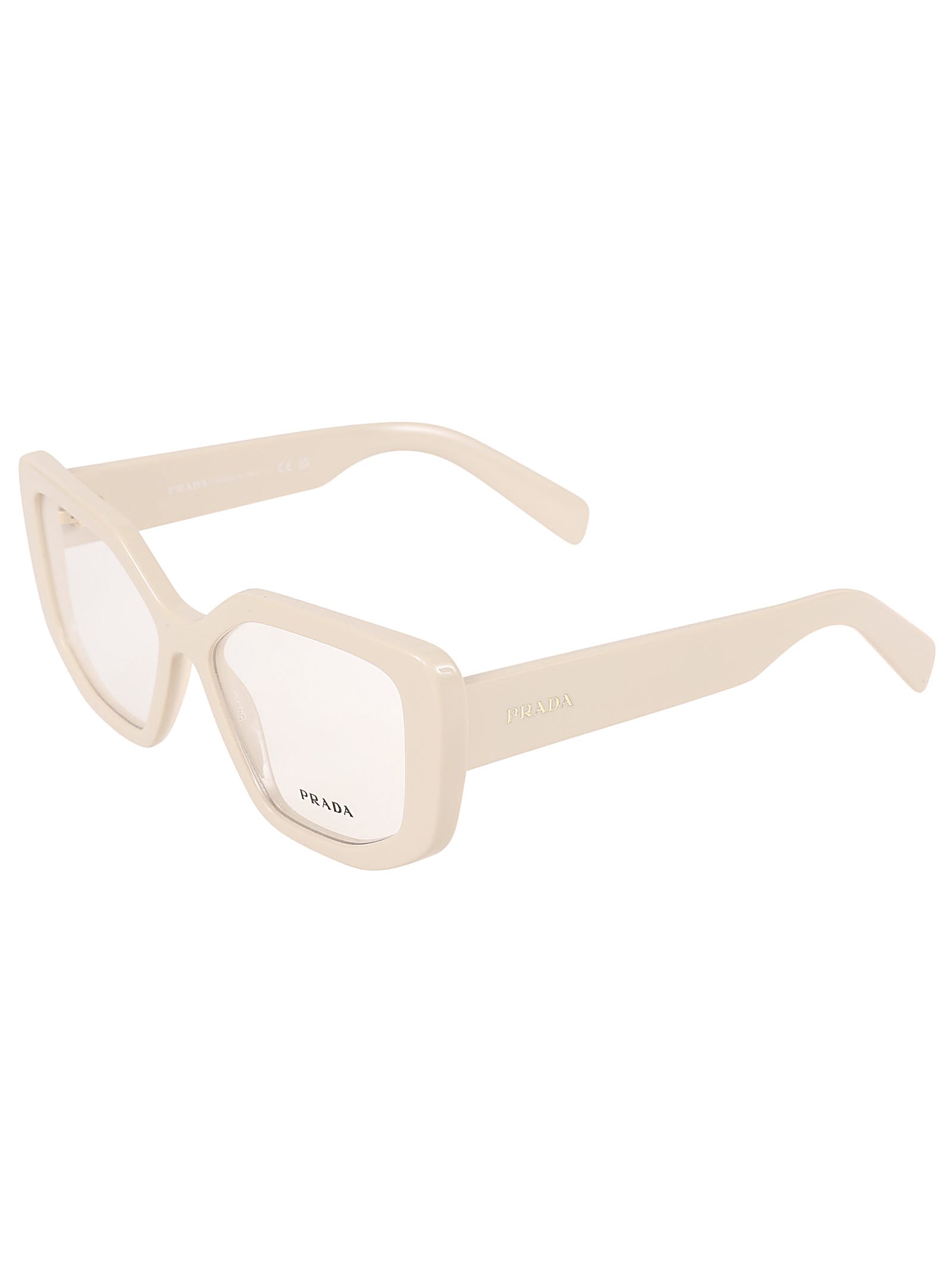 Prada Logo Sided Glasses In Neutral