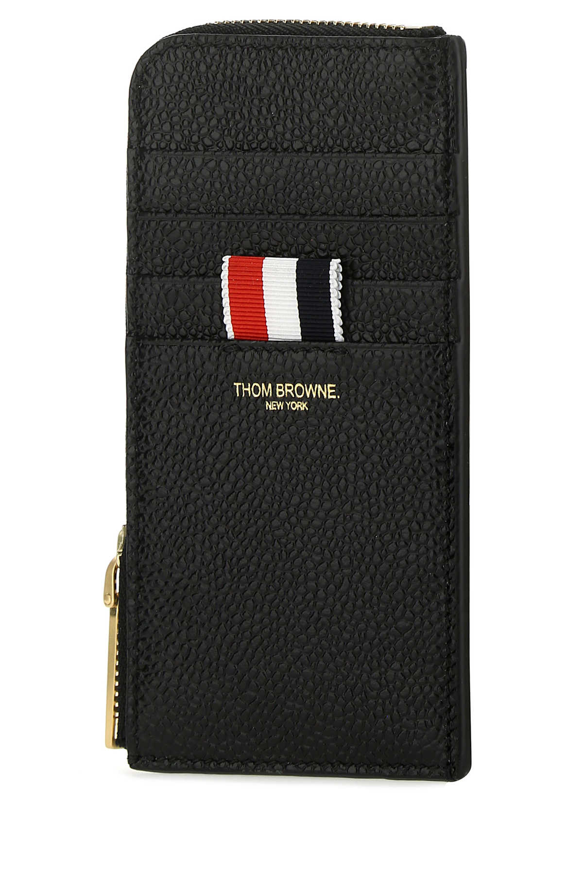 Shop Thom Browne Black Leather Coin Purse In 001