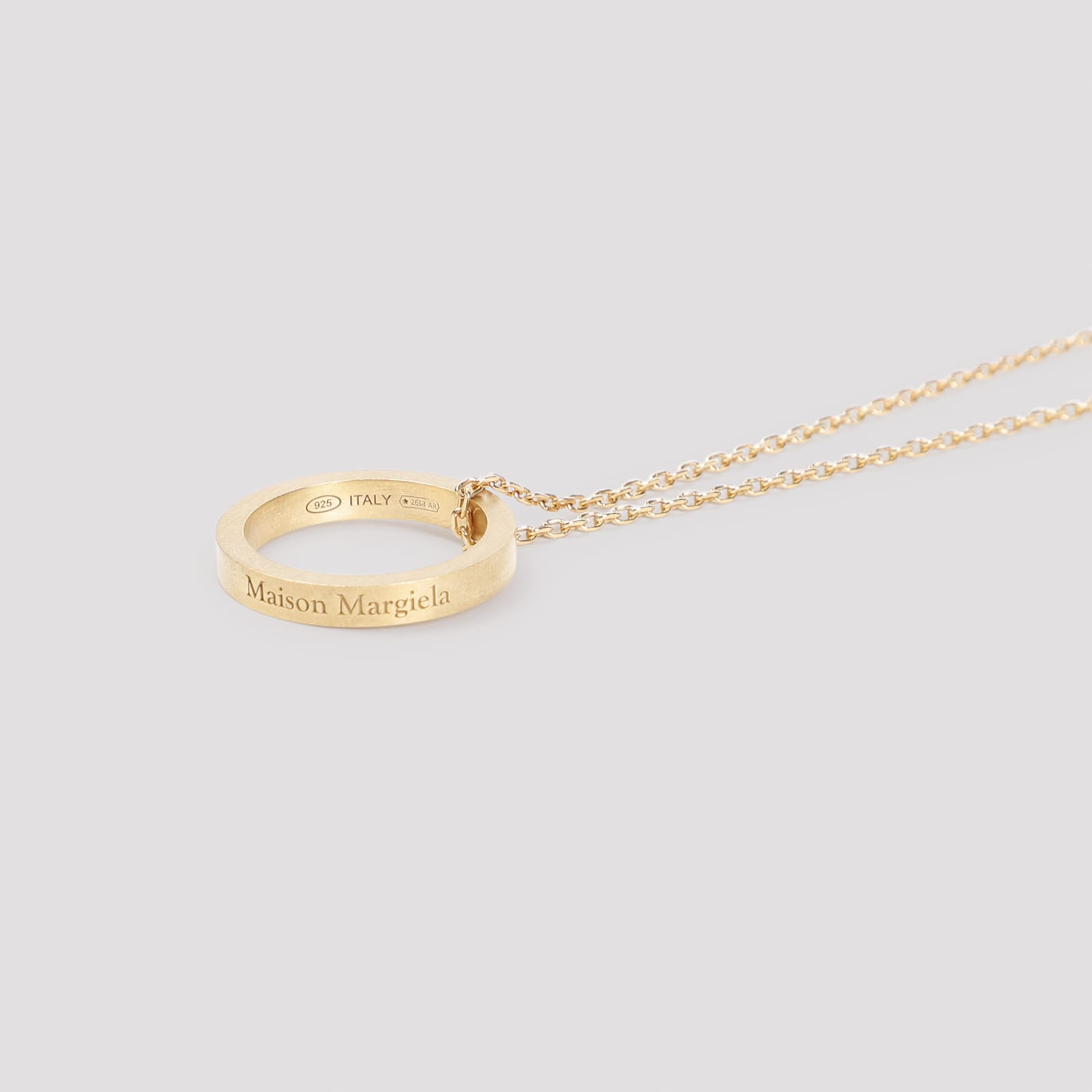 Shop Maison Margiela Logo Reference Necklace With Ring In Yellow Gold Plating Burattato