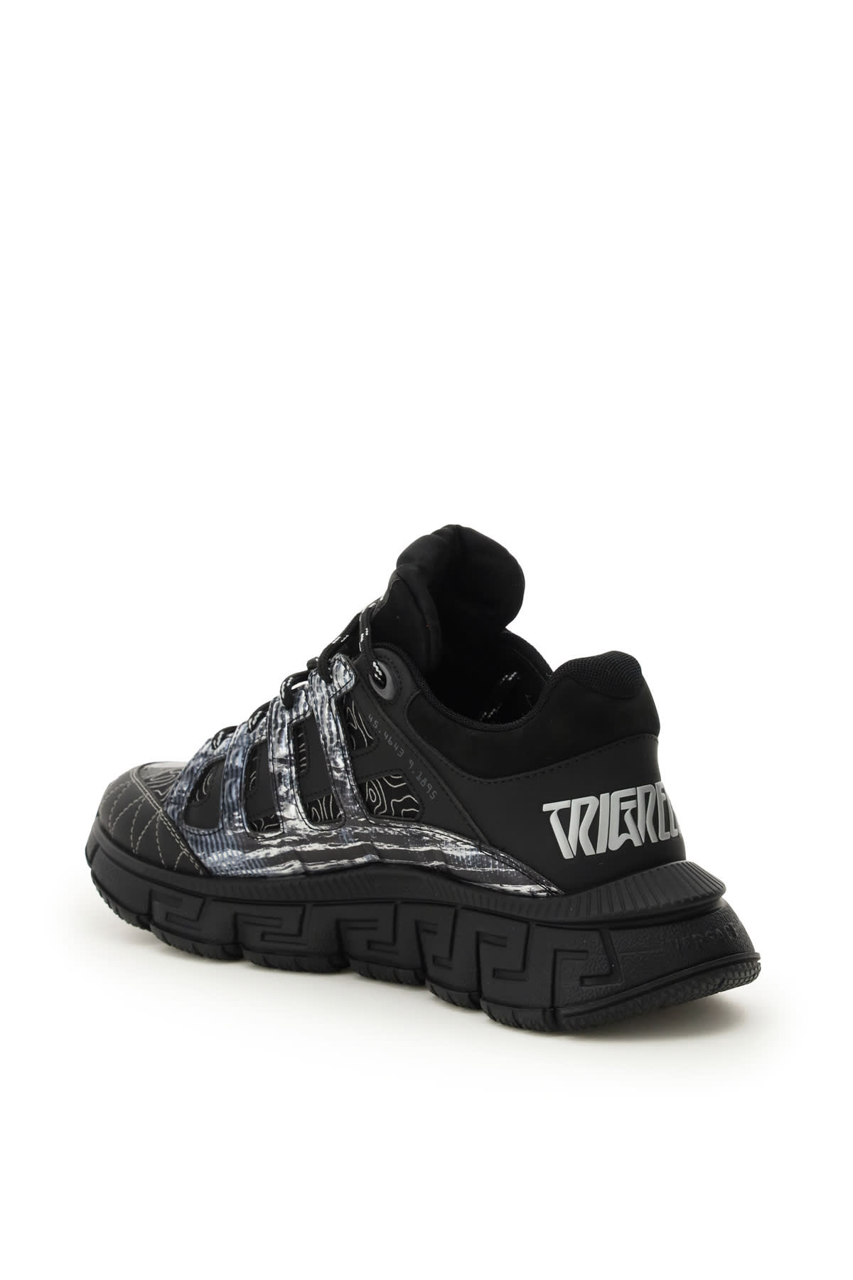 Shop Versace Trigreca Sneakers In Black Silver (silver)