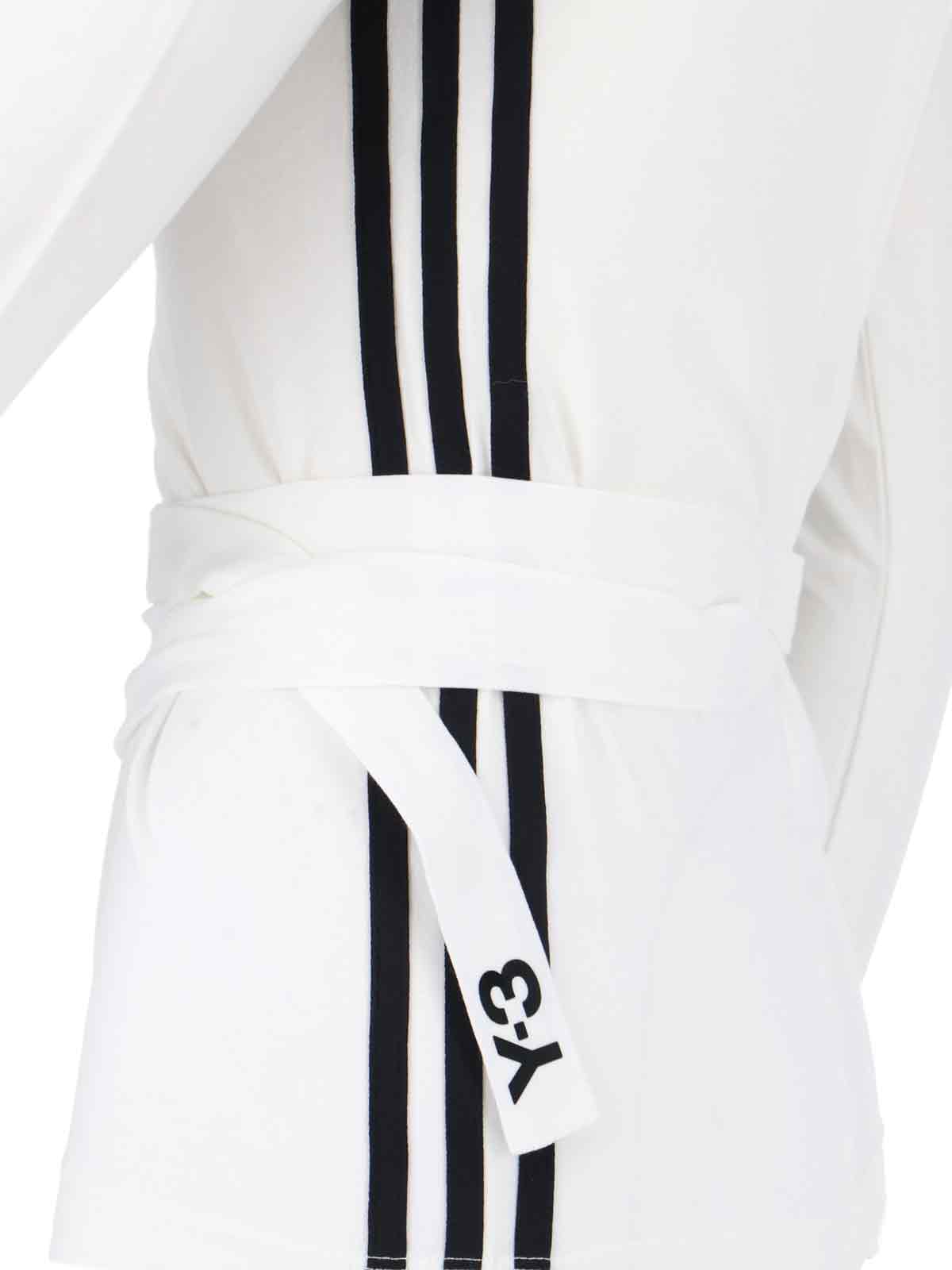 Y-3 Crew Neck Wrap Tie Long Sleeves In White
