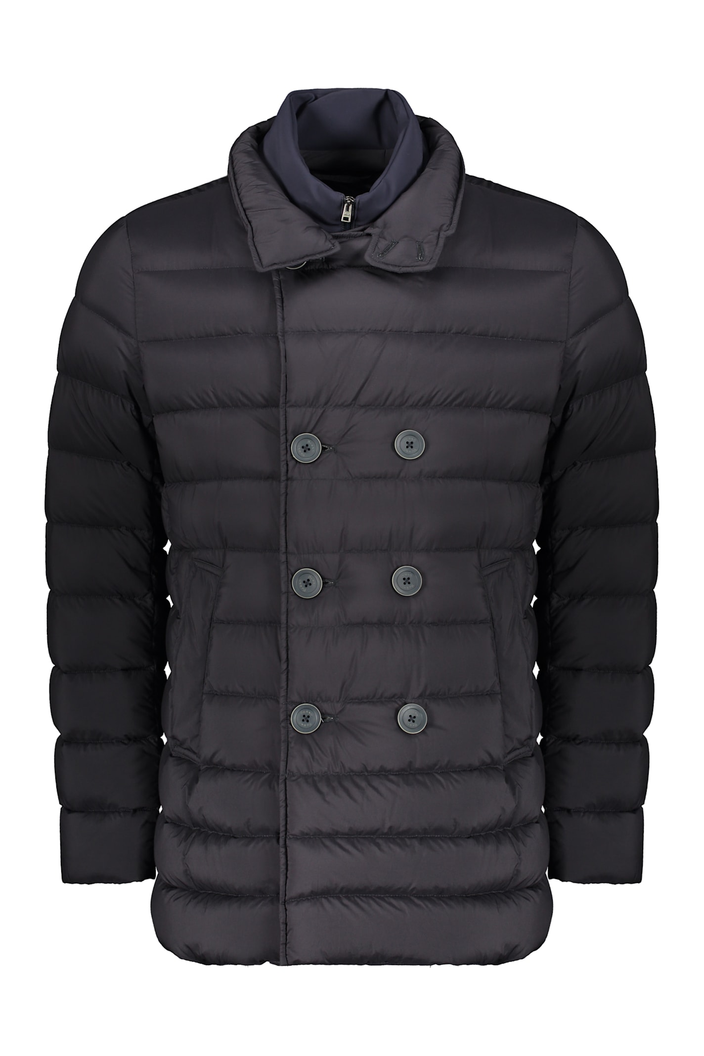Herno Black Padded Jacket With Double-breasted Closure In Black