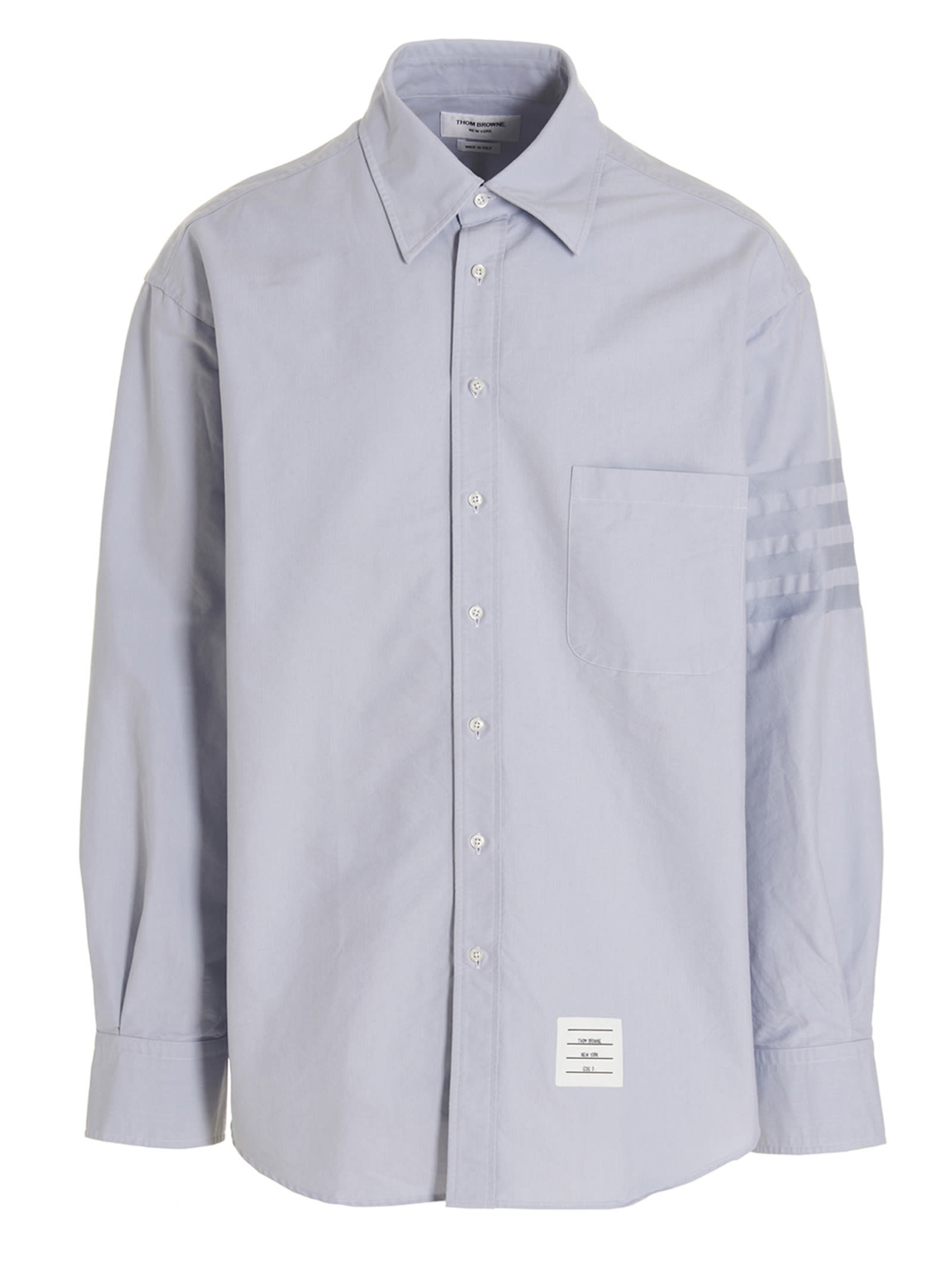 Shop Thom Browne 4 Bar Shirt In Clear Blue