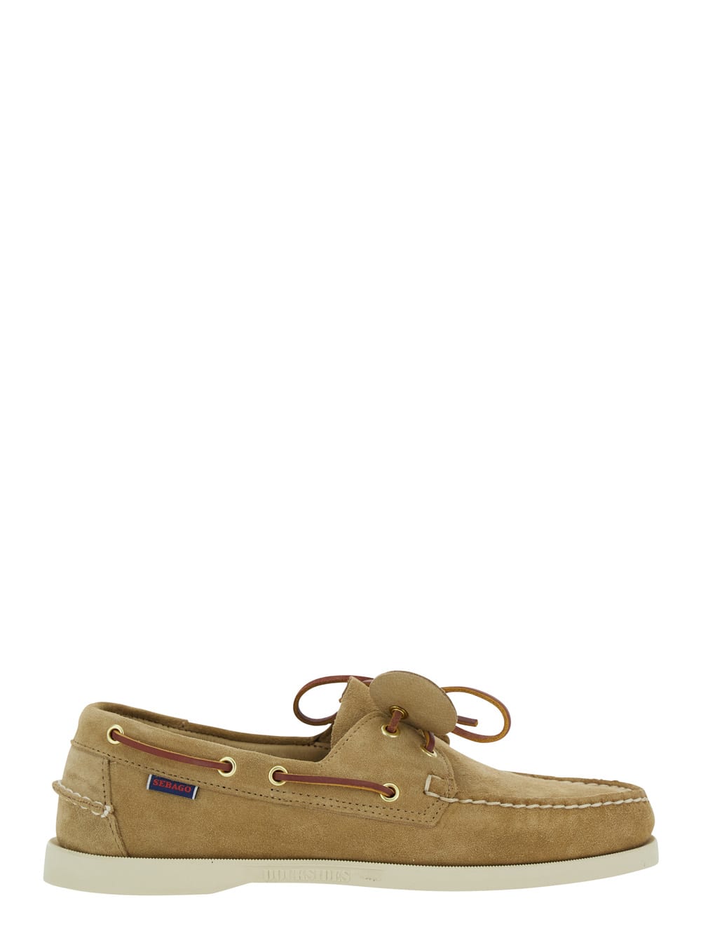 portland Artisan Beige Loafers With Decorative Laces On The Sides And Contrasting Stitching In Suede Man