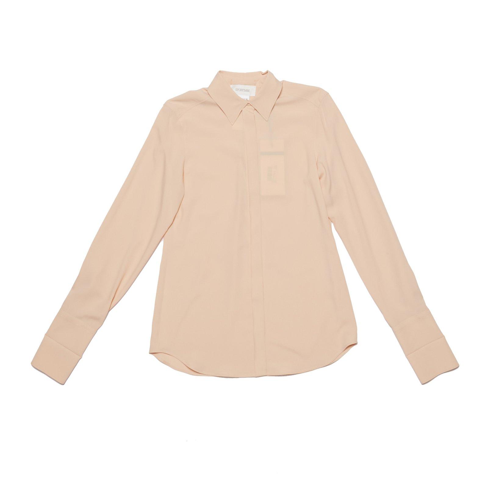 Shop Sportmax Buttoned Long-sleeved Shirt In Cipria