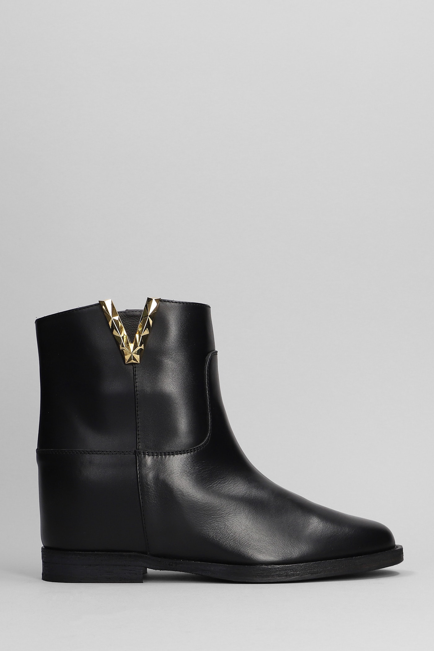 VIA ROMA 15 ANKLE BOOTS INSIDE WEDGE IN BLACK LEATHER