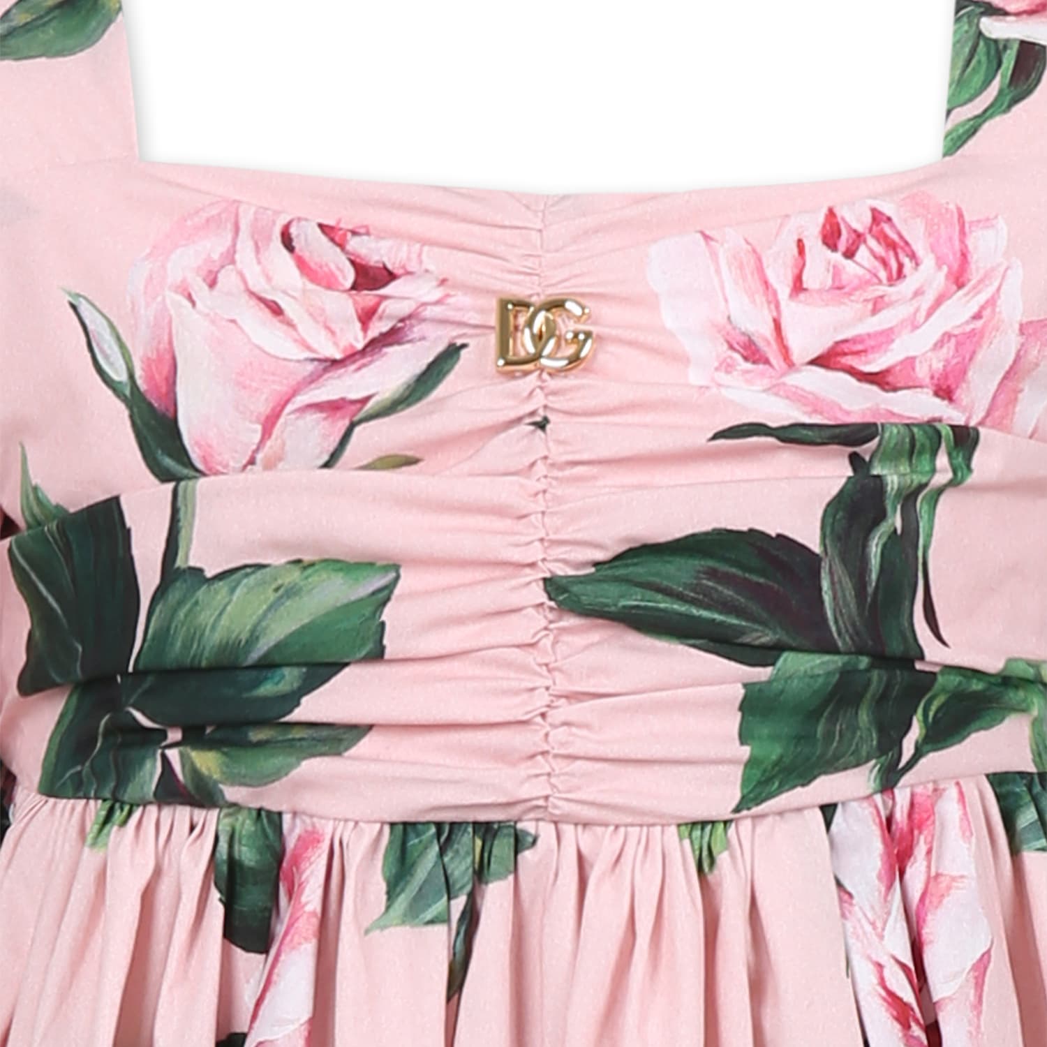 Dolce & Gabbana Floral Cotton Poplin Dress In Pink