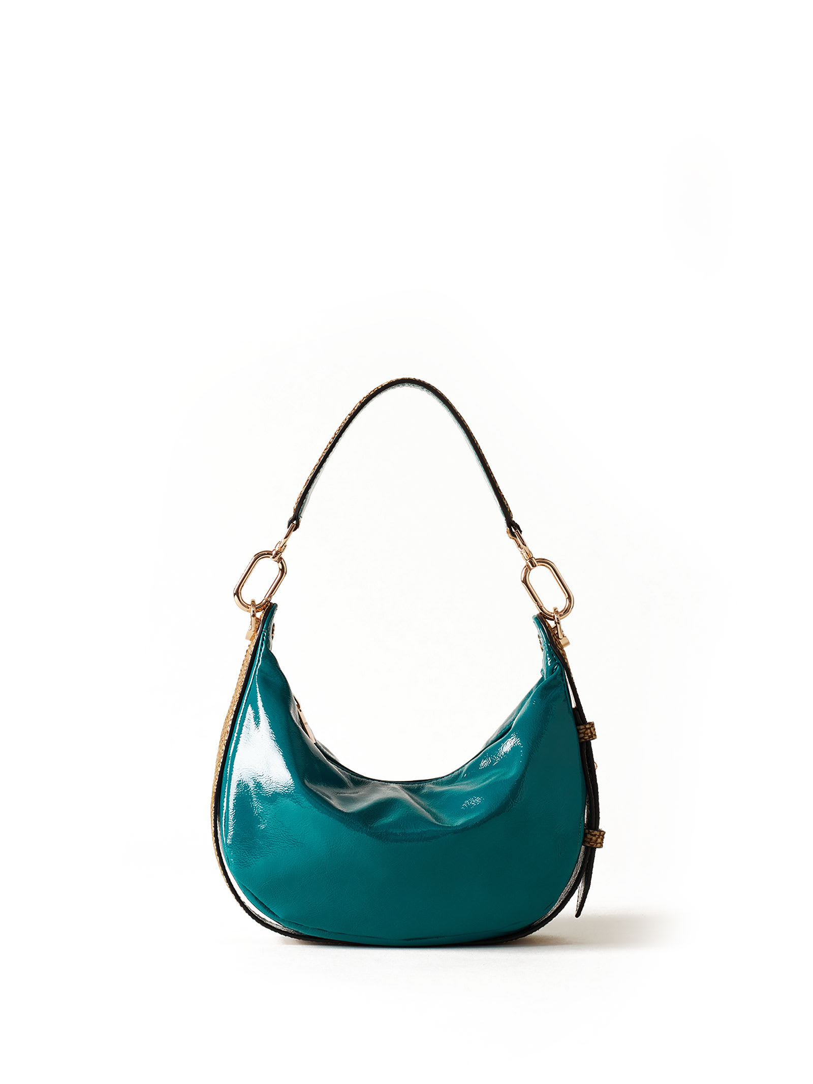 Borbonese Hobo Oyster Small Shoulder Bag In Patent Leather