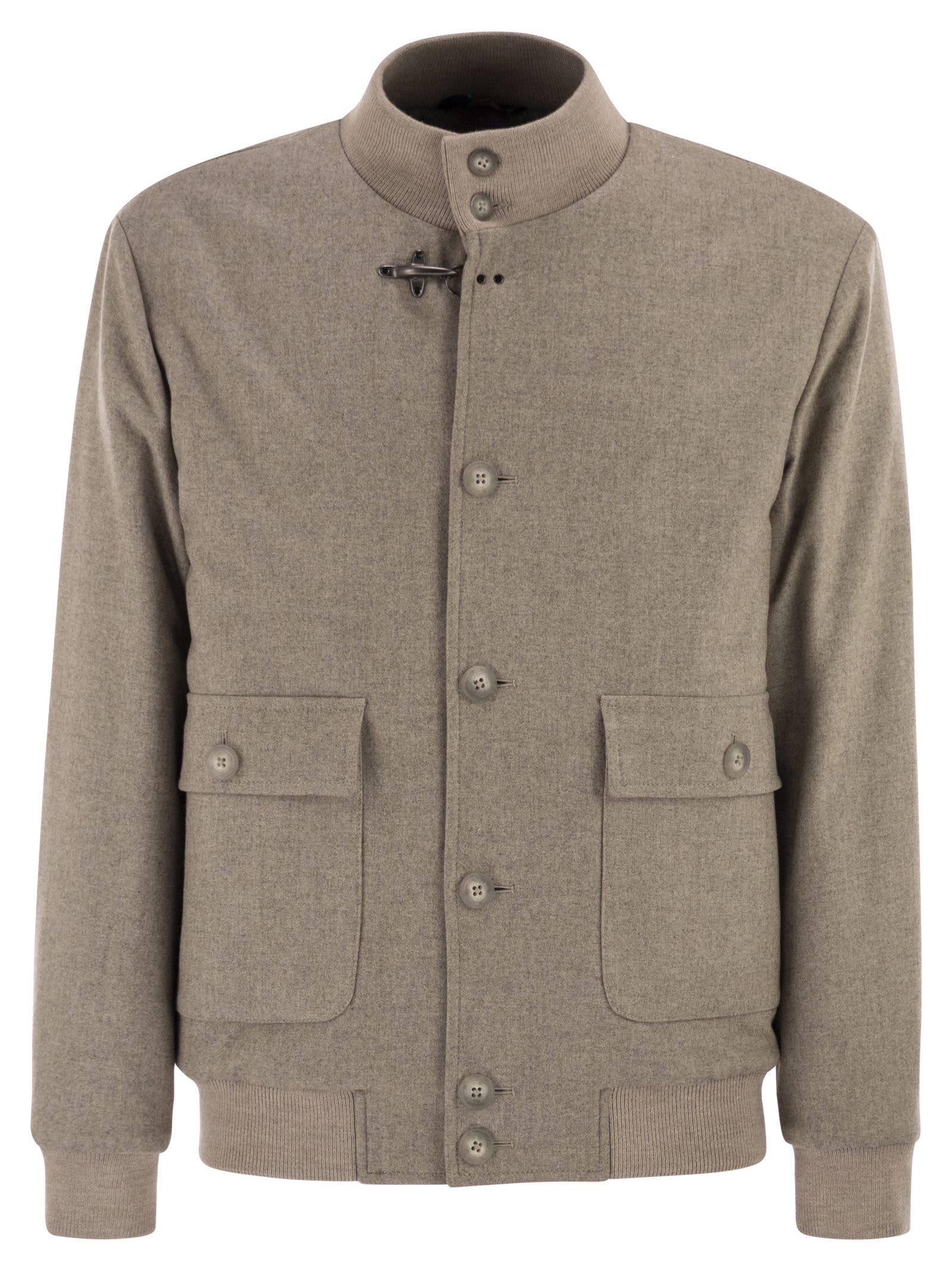 Fay Men Virgin Wool Bomber Jacket In Brown