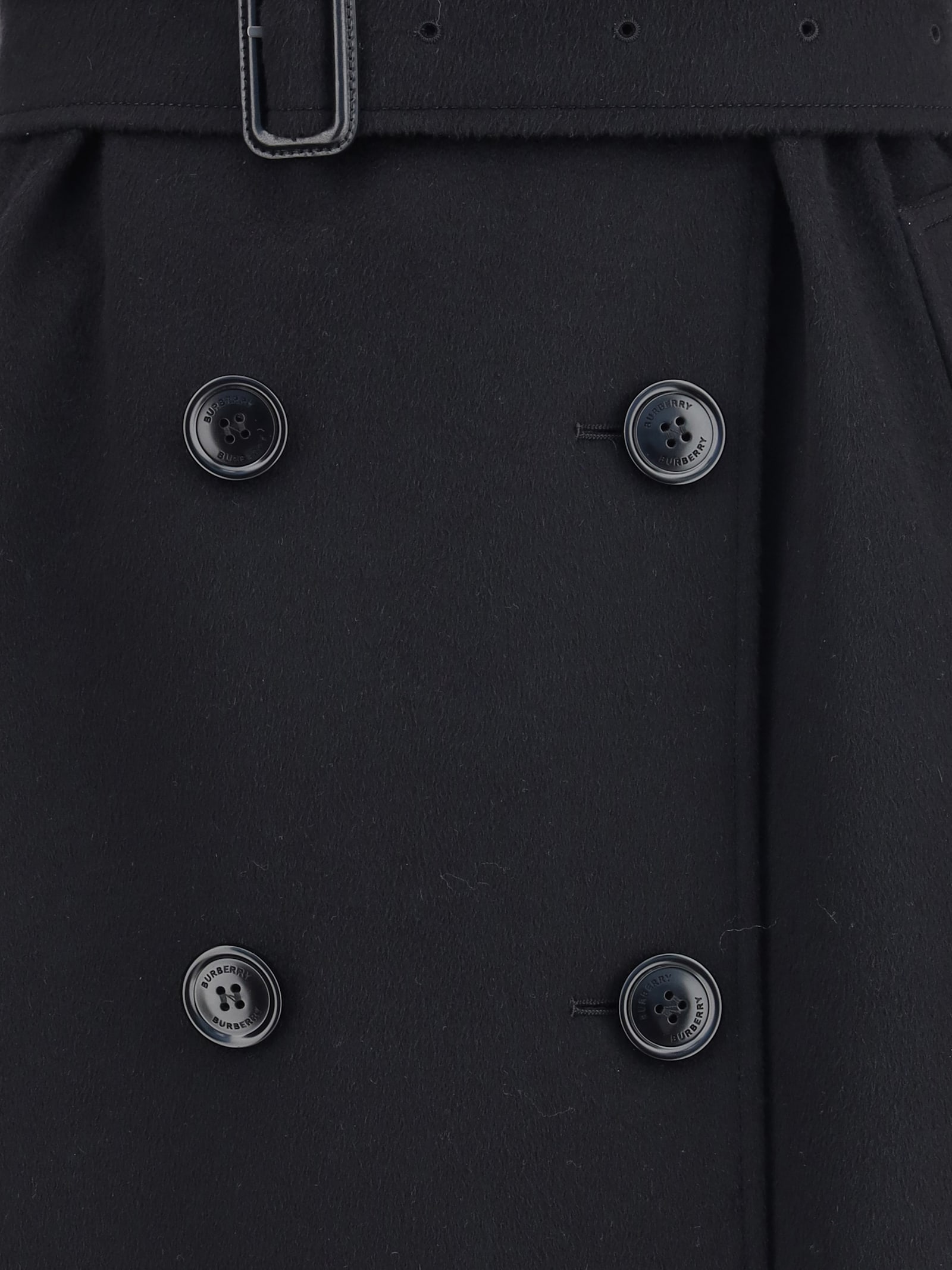 Burberry Black Gabardine Heritage Kensington Trench Coat