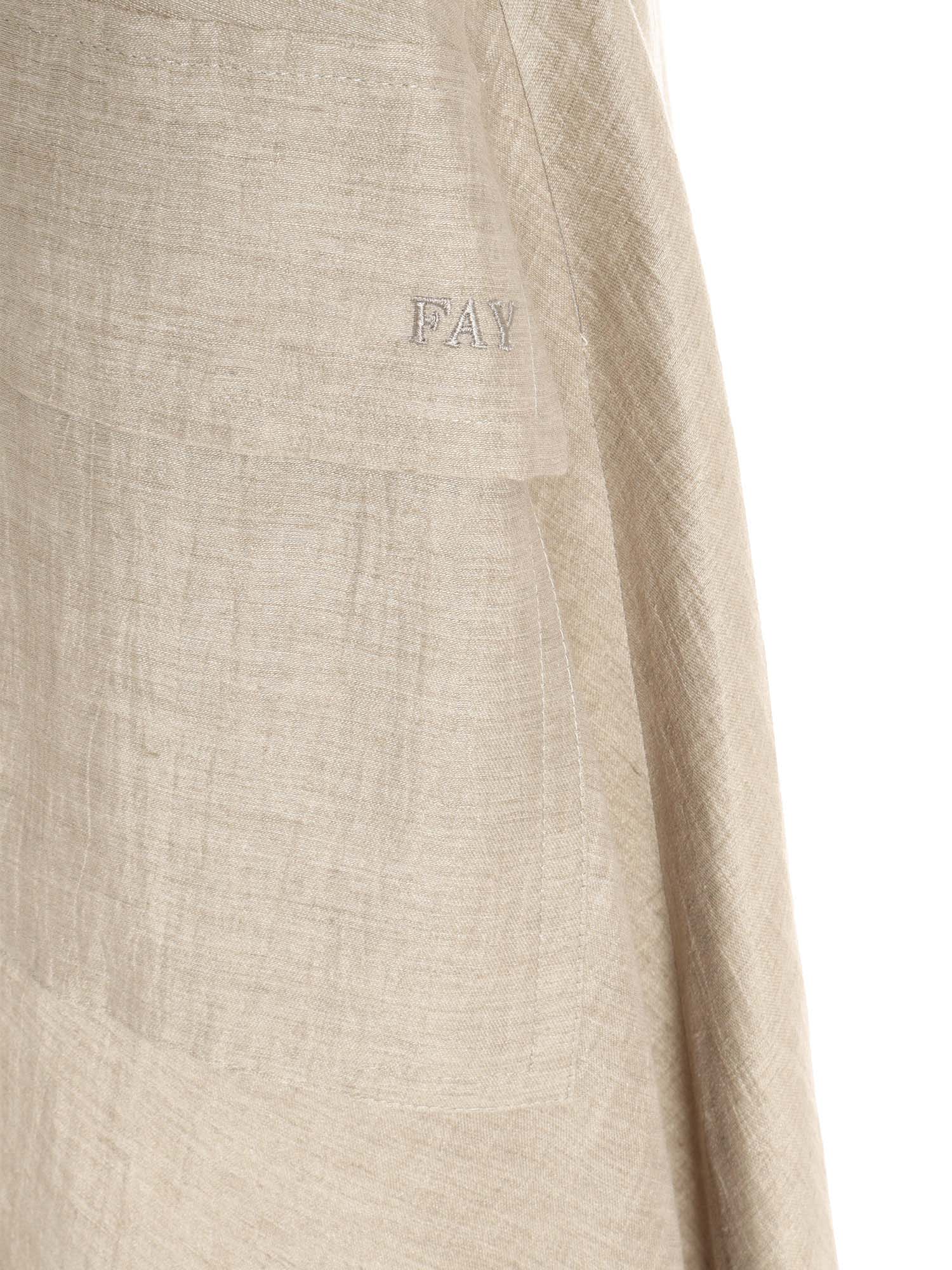 Fay Long Skirt With Belt In Neutral