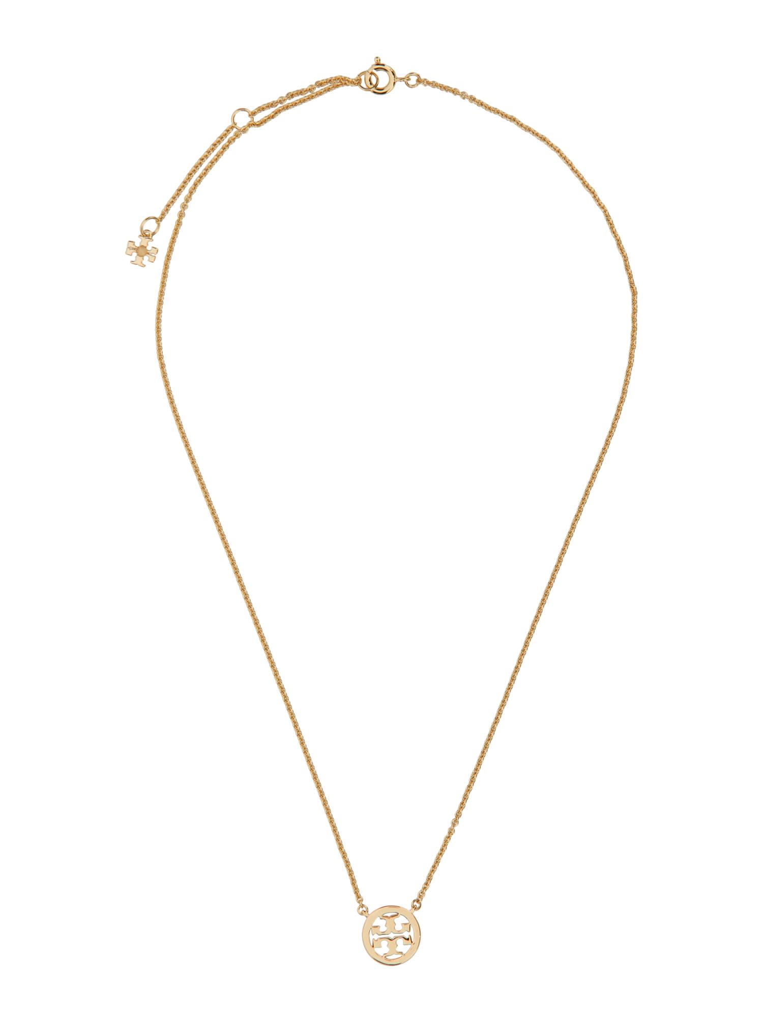 Tory Burch Crystal Logo Necklace In Gold