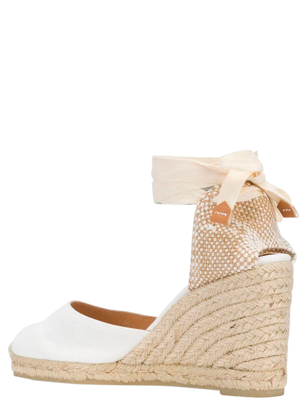 Shop Castaã±er Carina White And Beige Canvas Closed-toe Espadrilles Woman