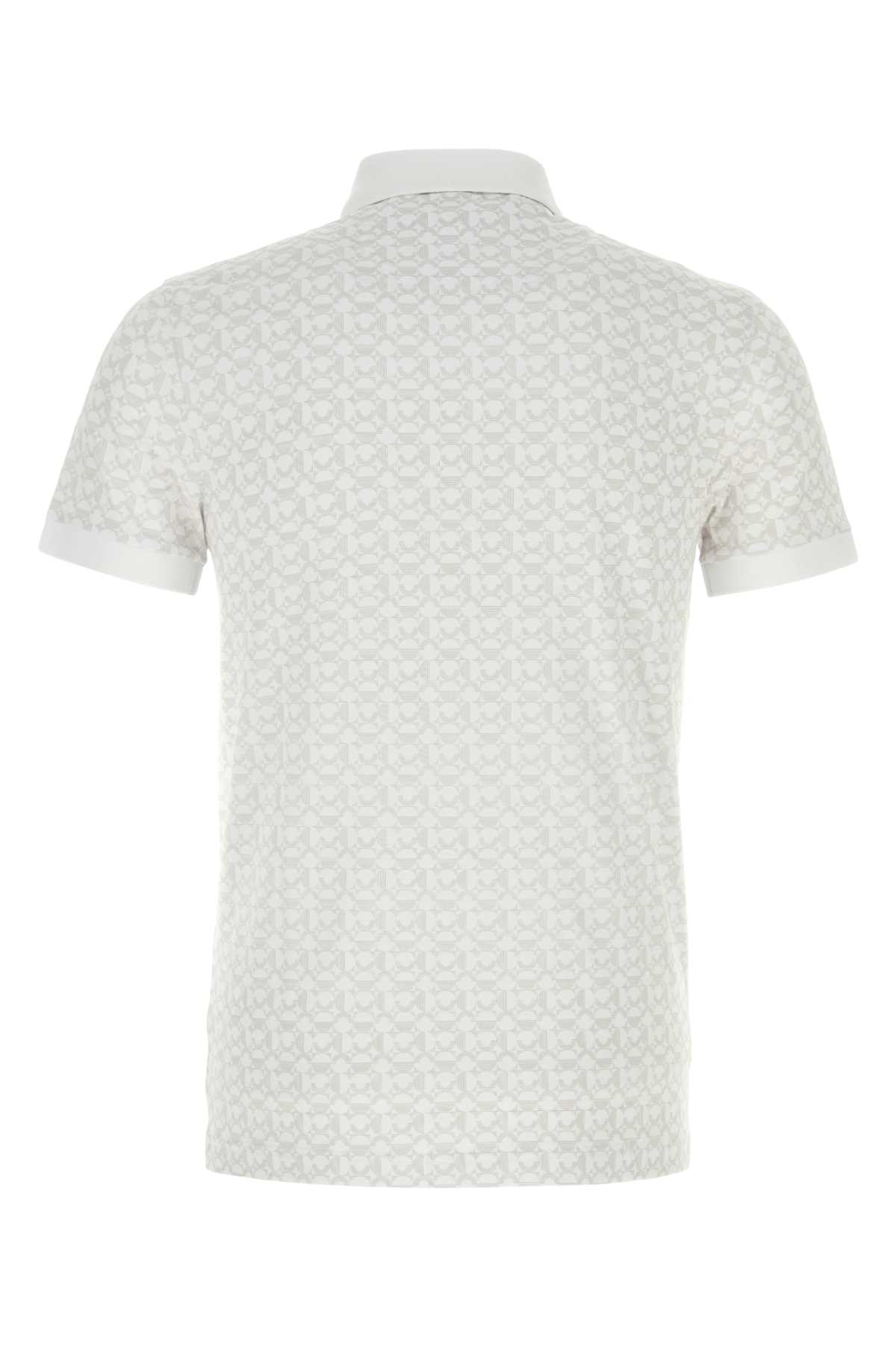 Hugo Boss White Stretch Cotton Polo Shirt In Gray