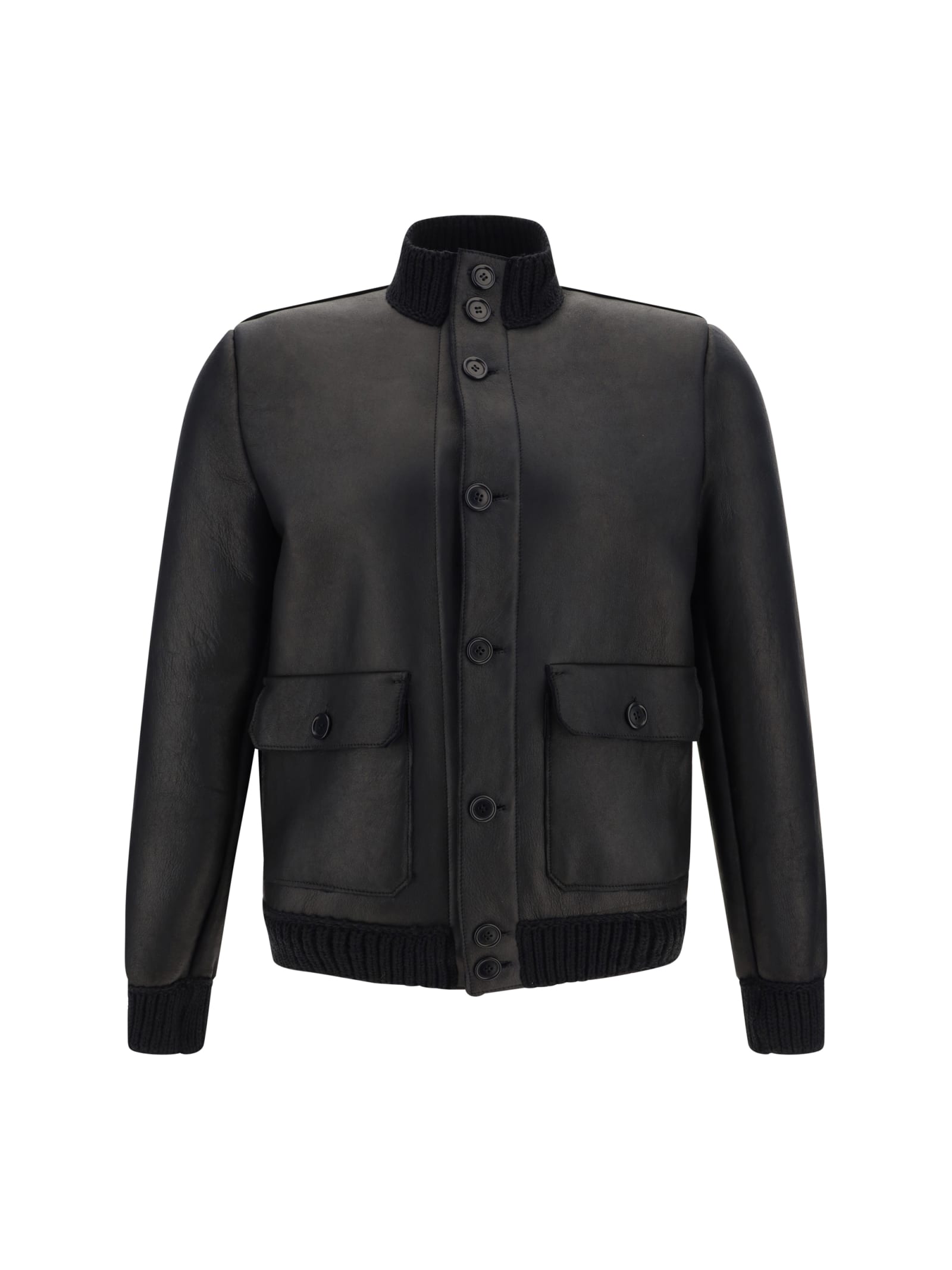 Shop Salvatore Santoro Jacket In Black/black