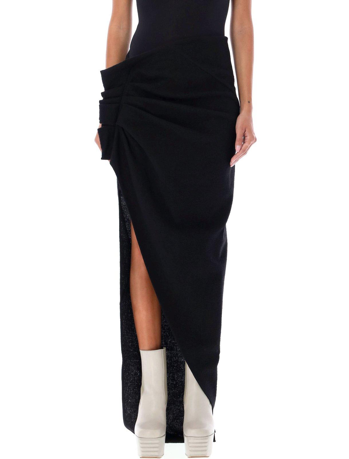 Shop Rick Owens Ruffled Detailed Maxi Skirt In Black