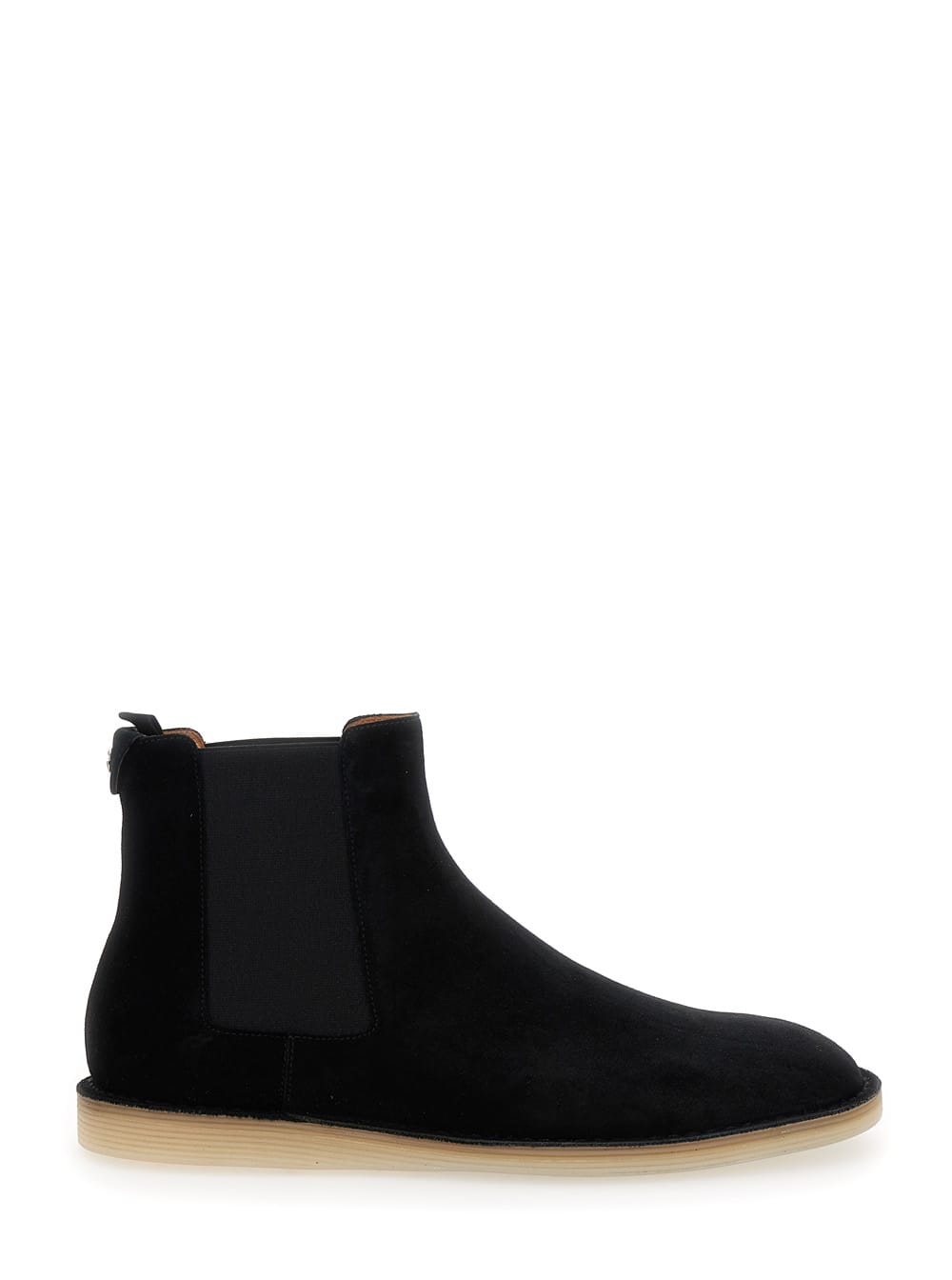 Dolce & Gabbana Black Pull-on Ankle Boots With Dg Logo In Suede Man